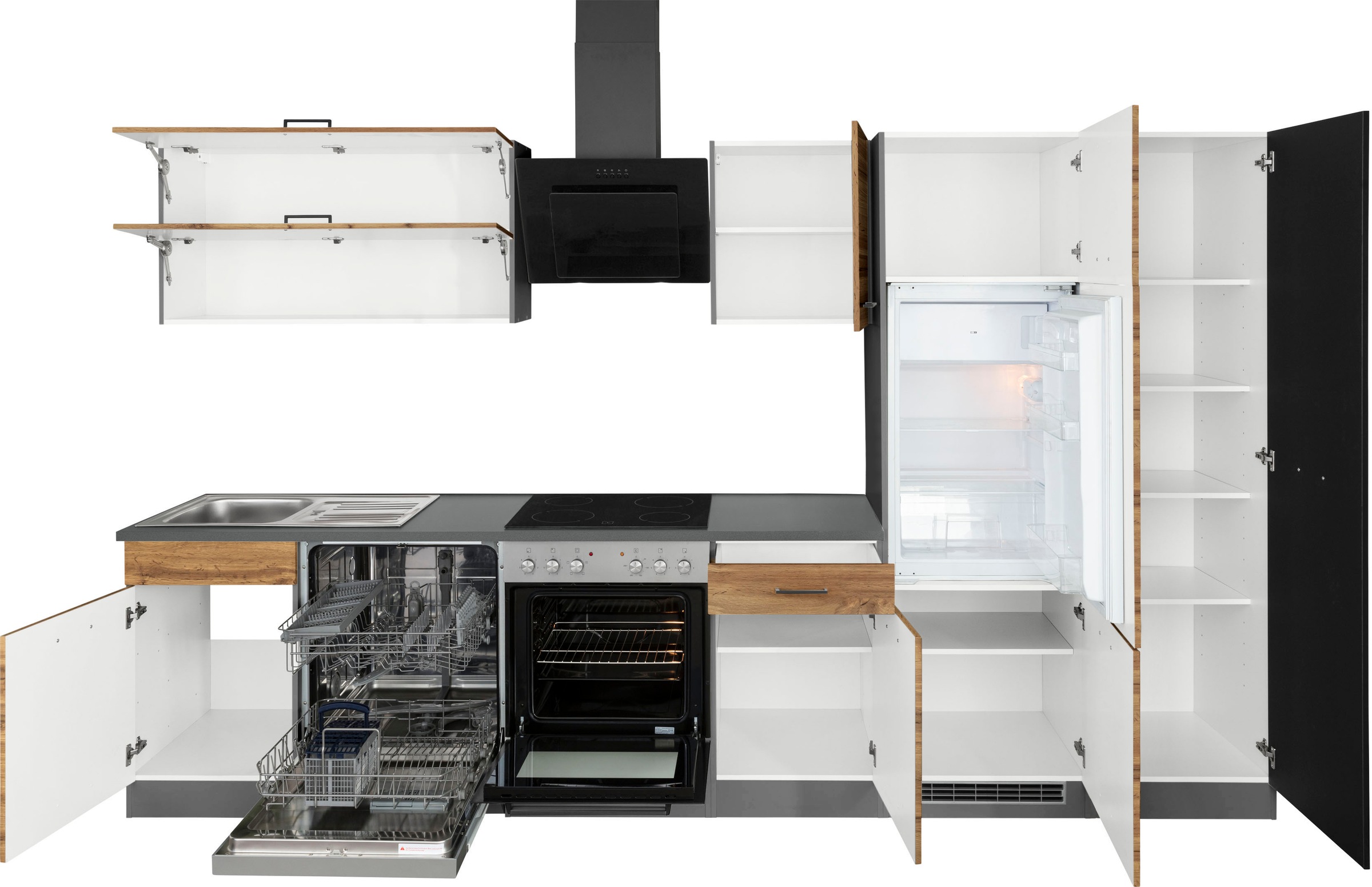 KOCHSTATION Küchenzeile »KS-Trier«, mit E-Geräten, Breite 330 cm