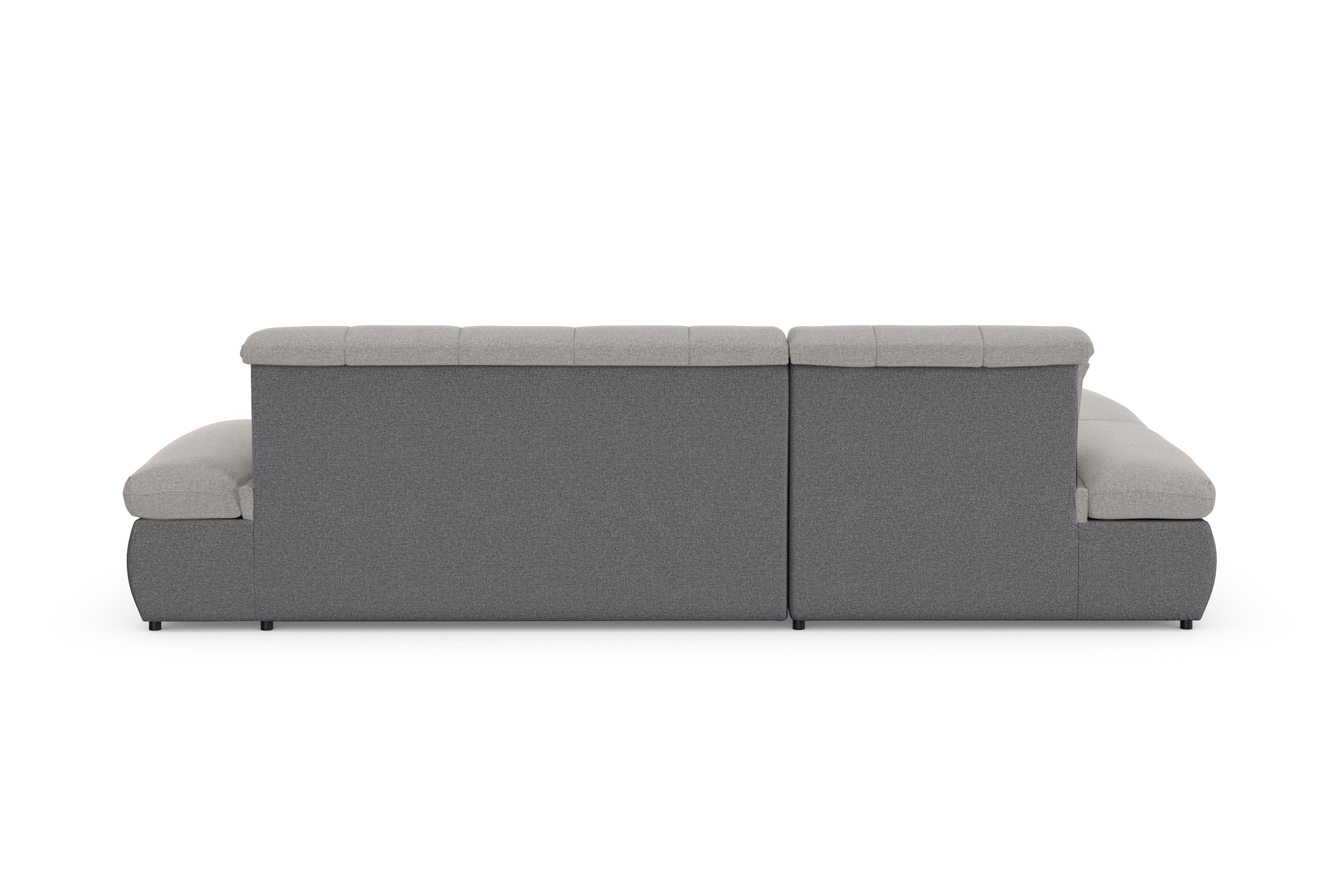 DOMO collection Ecksofa »Moric, L-Form, XXL-Sofa - Breite 300cm«, wahlweise mit Bettfunktion und Armteilverstellung, grau-silber