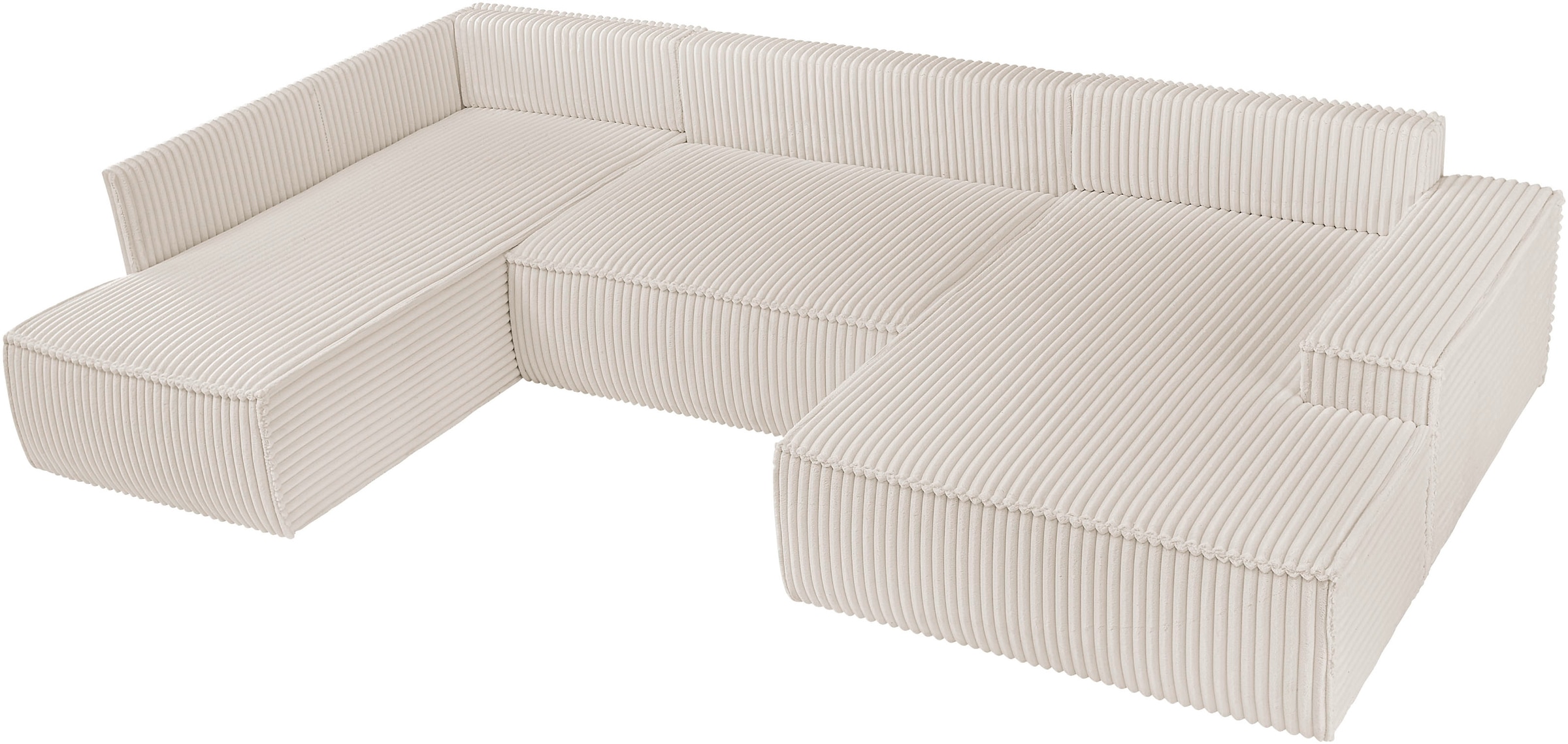 andas Wohnlandschaft »FINNLEY U-Form XXL 329 cm, Schlafsofa, Schlaffunktion m. Bettkasten«, (194/139 cm), Bouclé, Struktur und Cord
