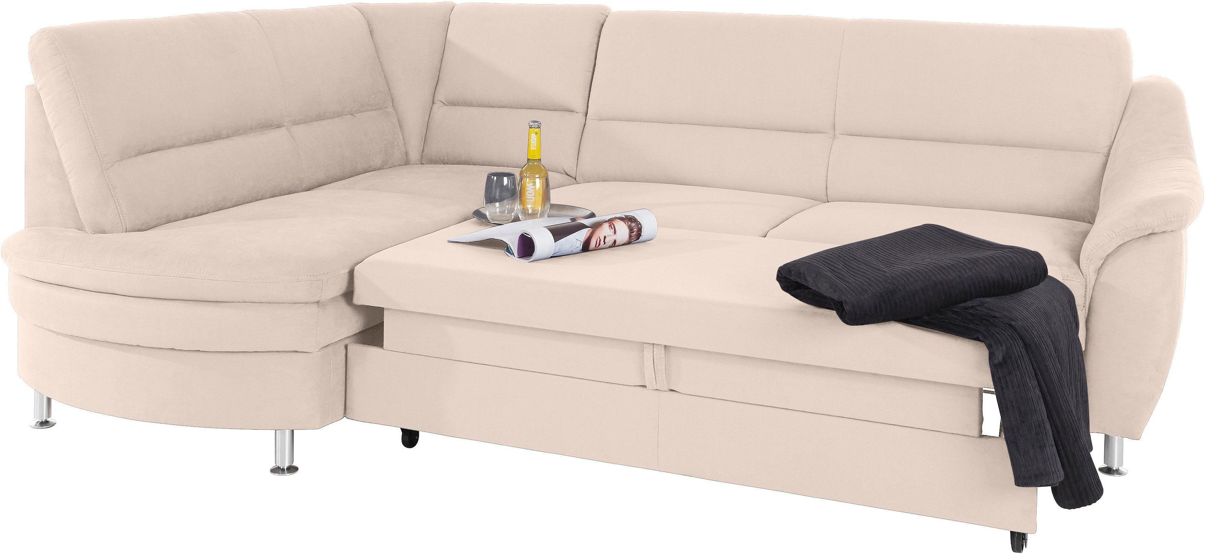 Places of Style Ecksofa »Cardoso L-Form«, Federkern, wahlweise mit Bett, Schubkasten