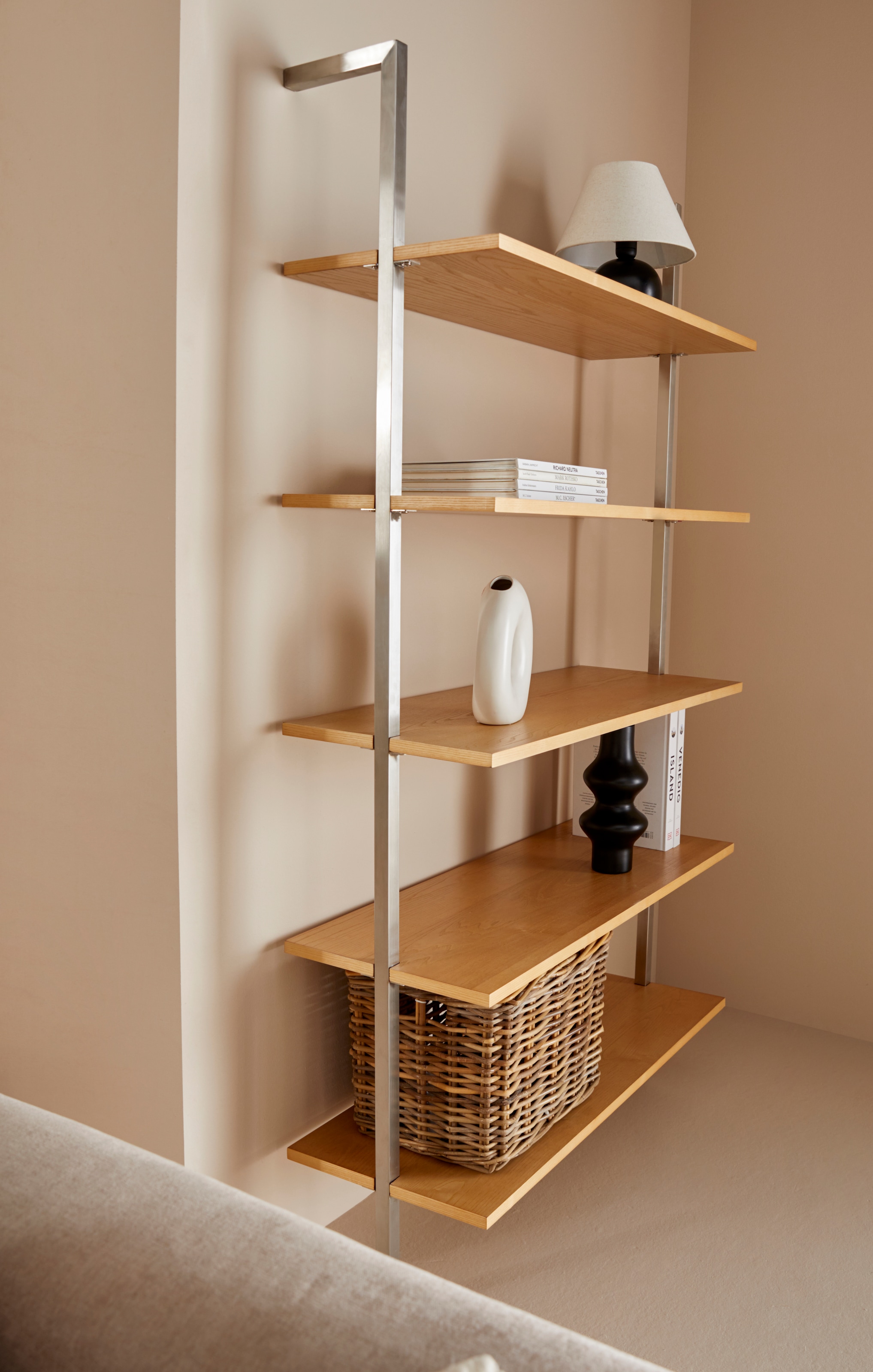 LeGer Home by Lena Gercke Schreibtischlampe »Amara, Tischlampe mit Schnurschalter exkl 1x E27 max 40W, Stoffschirm«, 1 flammig, Leuchtmittel E27 | Leuchtmittel wechselbar, Keramik Fuß, Schirm beige Kegelform, Höhe 29cm Ø 25cm Nachttischlampe