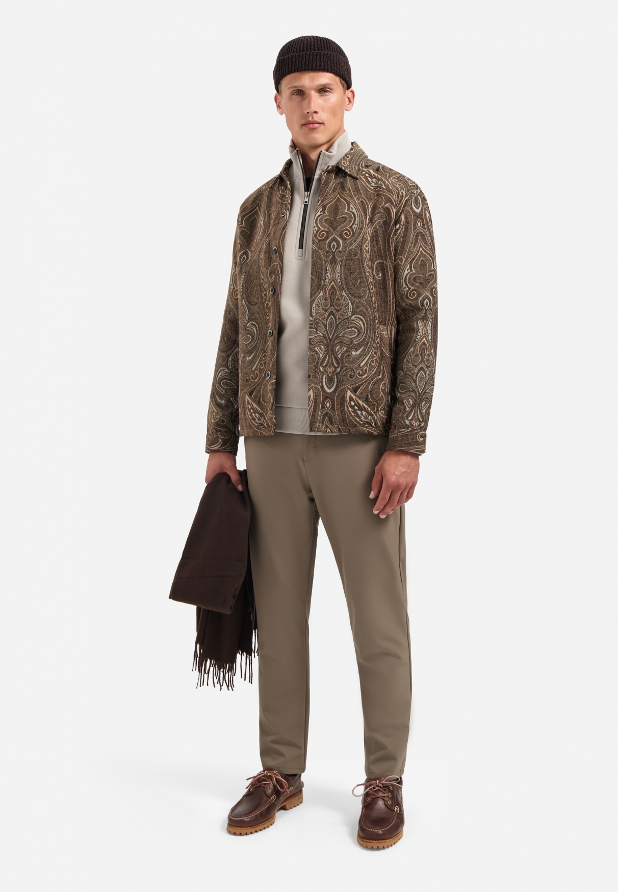 NO EXCESS Langarmhemd »No Excess Jacquard-Overshirt mit Muster«