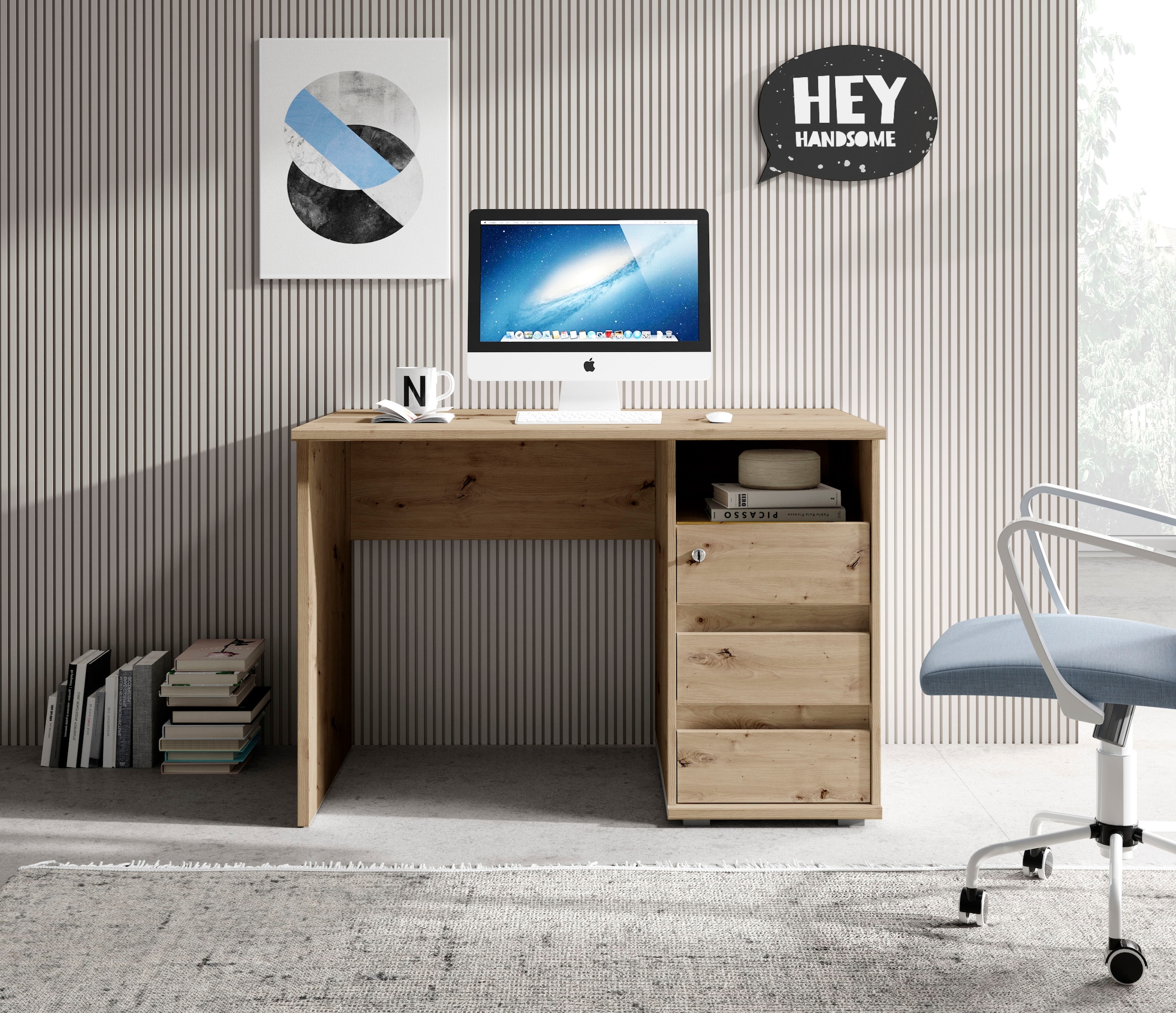 BEGA OFFICE Schreibtisch »Primus 1«, mit Schubkasten abschließbar in 3 Farbausführungen