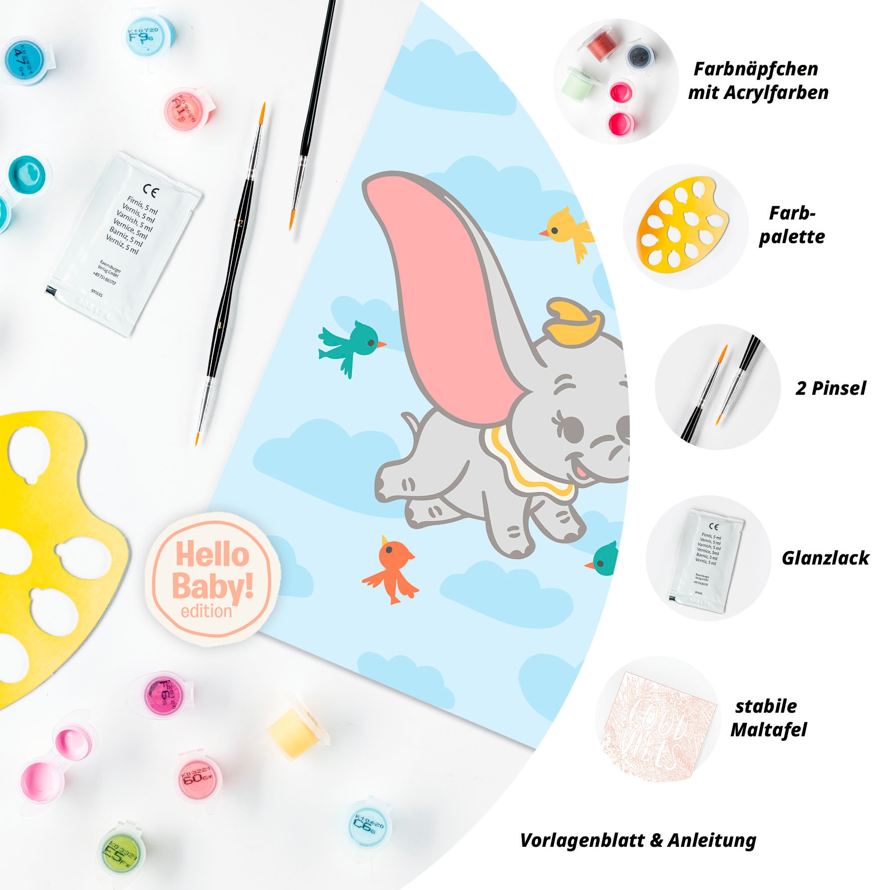 Ravensburger Malen nach Zahlen »CreArt, Hello Baby, Dumbo« für Erwachsene; Made in Europe