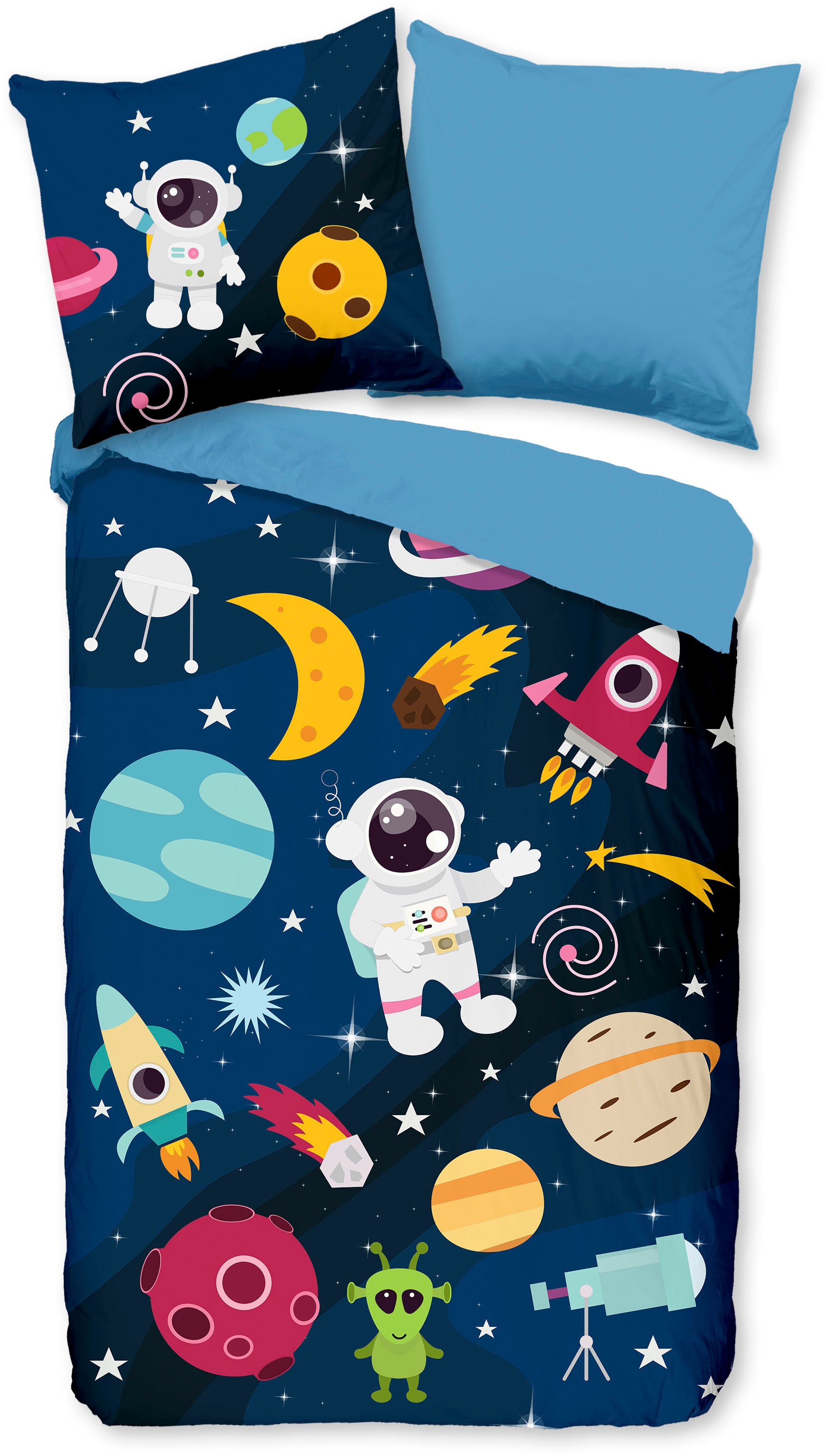 PURE luxury collection Kinderbettwäsche »Planets«, 135x200, Pflegeleicht, R günstig online kaufen