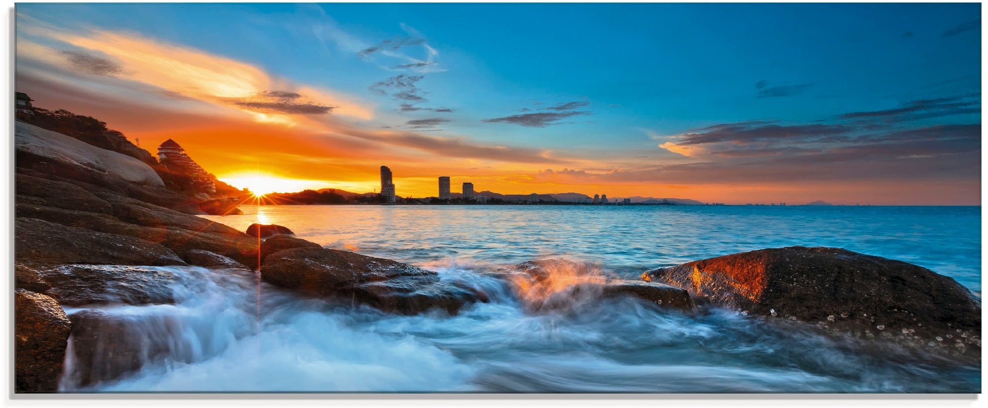 Artland Glasbild »Sonnenuntergangszeit am Hua-Hin Strand«, Gewässer, (1 St. günstig online kaufen