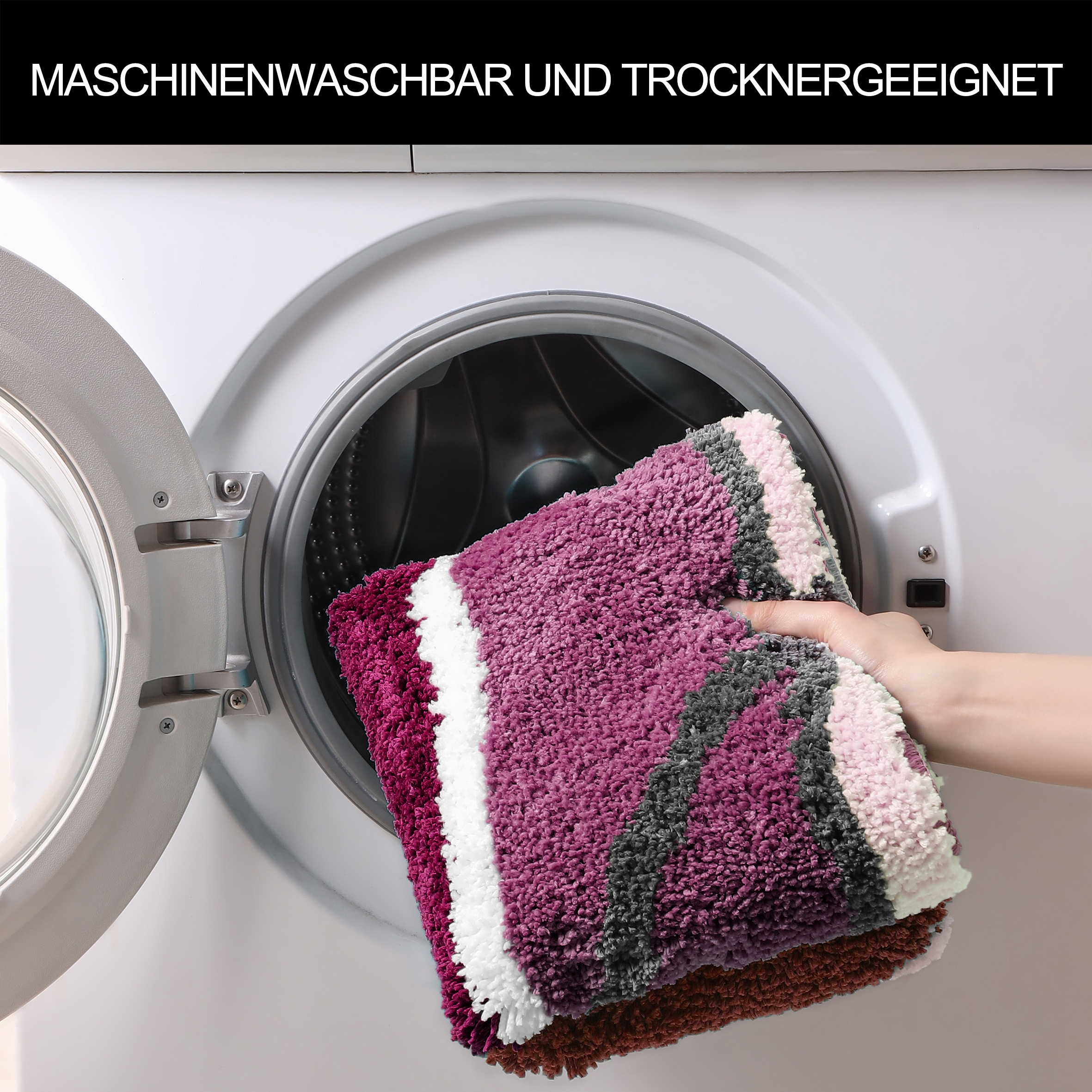 my home Badematte »Juna mit Muster, Badvorleger, Badezimmer Teppich, Duschvorleger«, rutschhemmend beschichtet, strapazierfähig, besonders weich, Design, Badematten, Badteppich