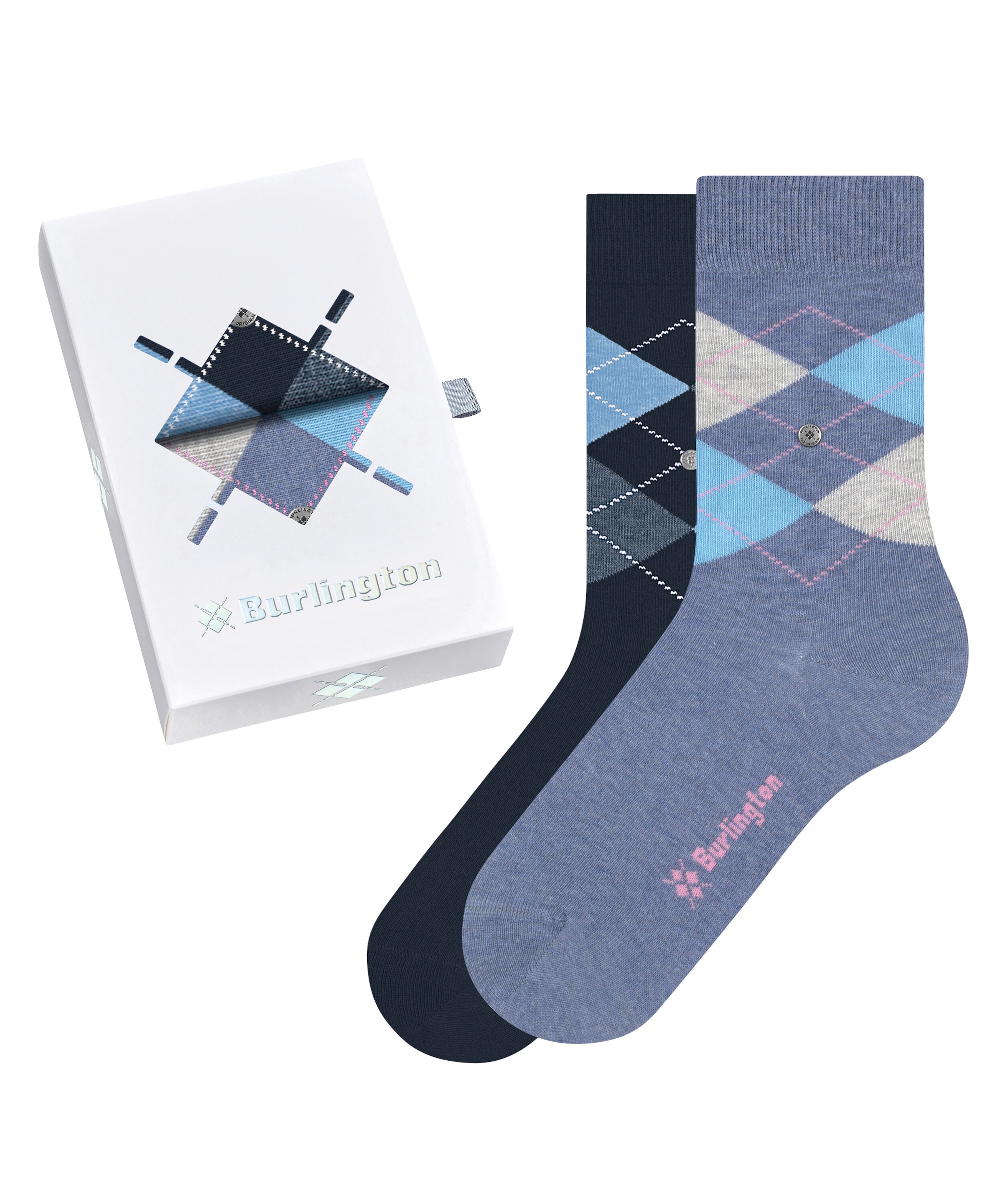Burlington Socken »Basic Gift Box« 2 Paar,  Gift-Box, Argyle-Design, Burlington-Clip, Einheitsgröße 36-41