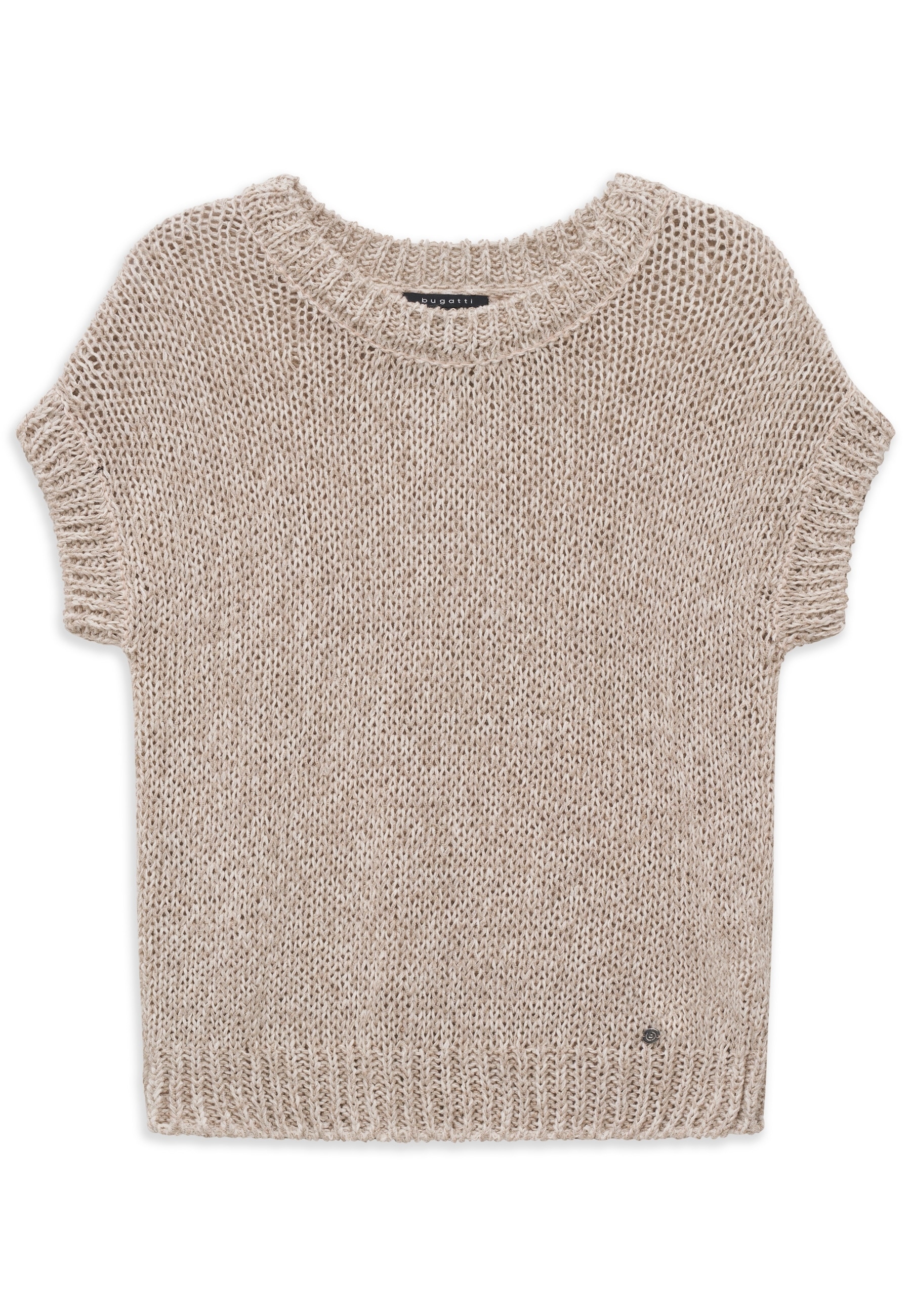 bugatti Pullunder aus Leinen-Baumwoll-Mix mit Rundhals