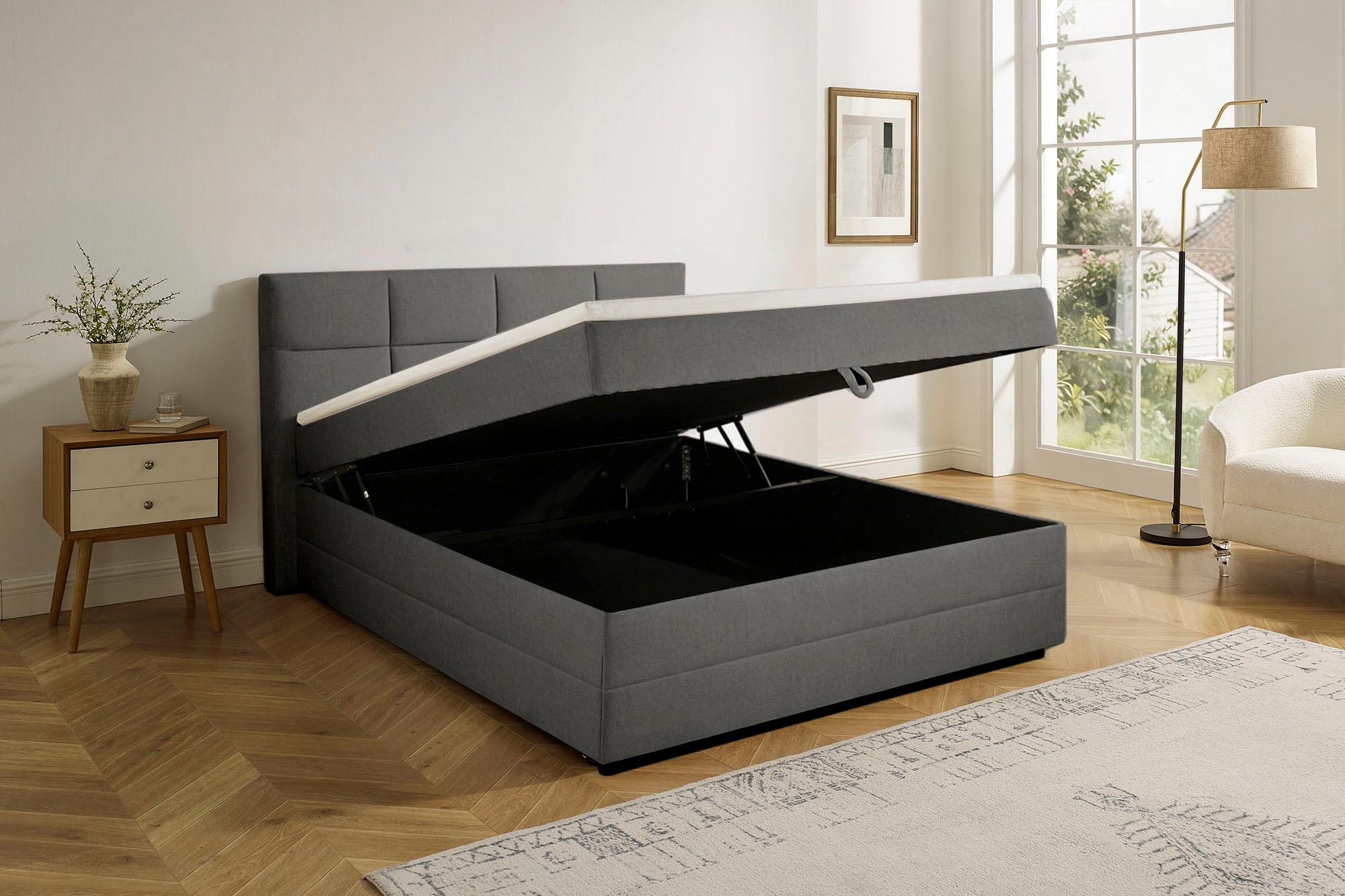 OTTO home Boxbett »Fillmore inkl. Bettkasten, Liegefläche 140 und 180x200 cm« inkl. Topper, erhältlich in verschiedenen Farben