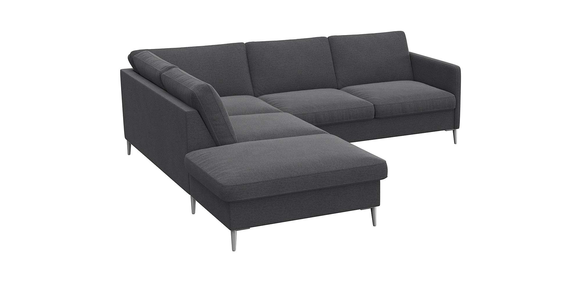 FLEXLUX Ecksofa »Fiore, L-Form«, schmale Armlehnen, Füße alufarben, B/T 234/225 cm, Kaltschaum im Sitz