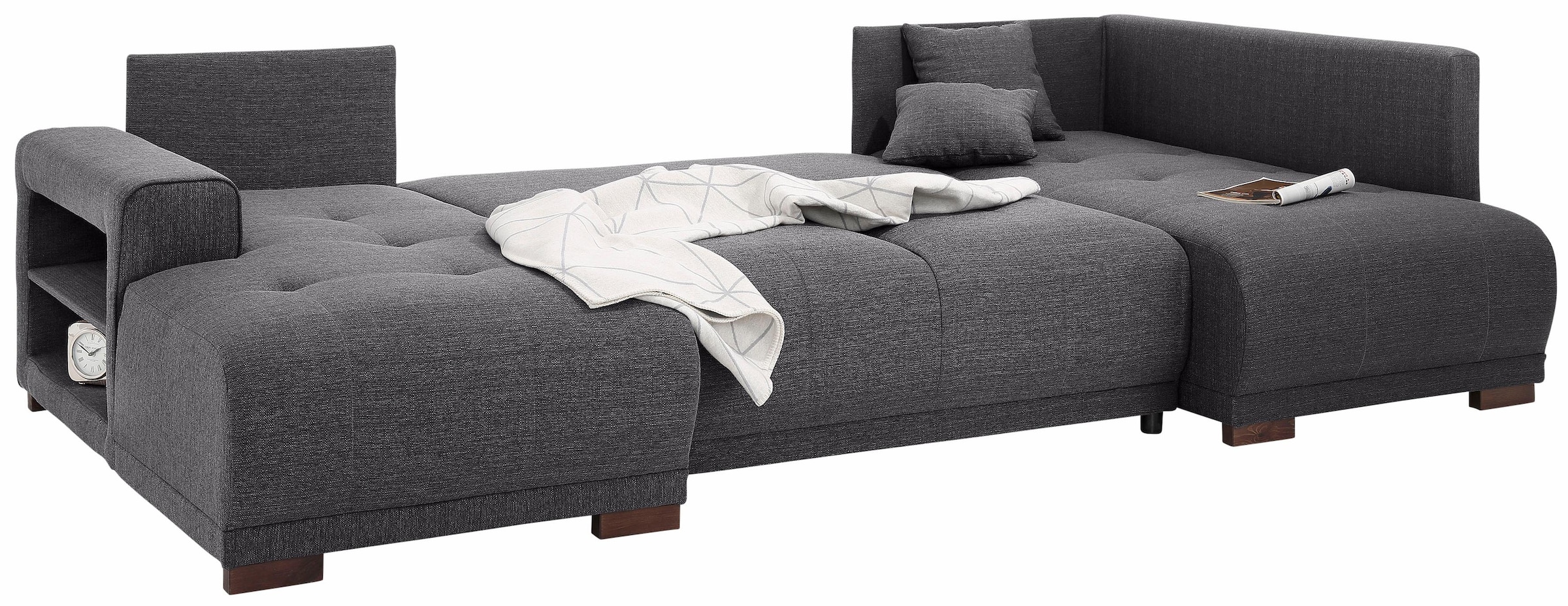 Home affaire Wohnlandschaft »Viborg U-Form«, mit Regal in der Armlehne, wahlweise mit Bettfunktion