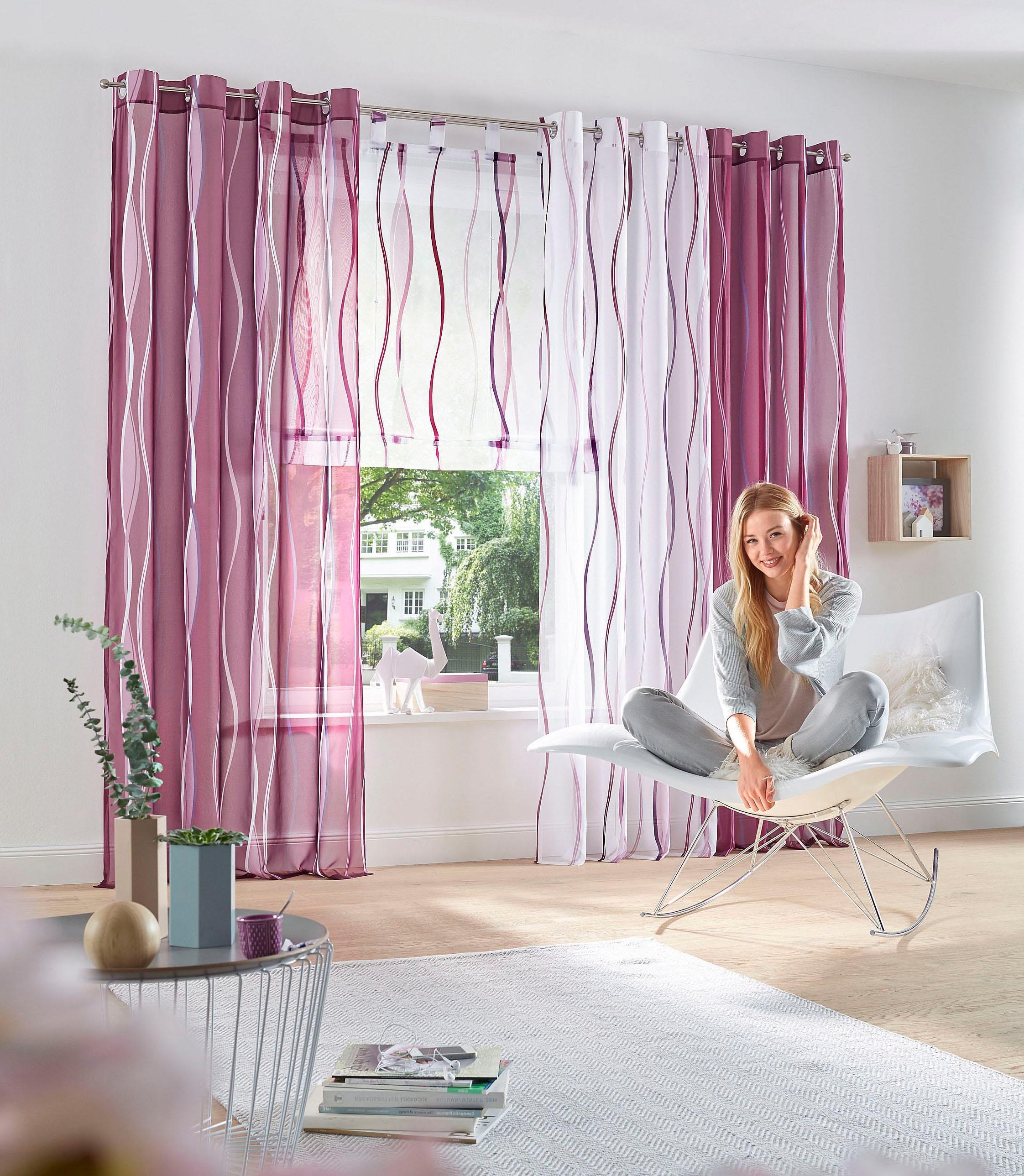 my home Raffrollo »Dimona«, mit Schlaufen, Transparent, Voile, Polyester  bequem und schnell bestellen