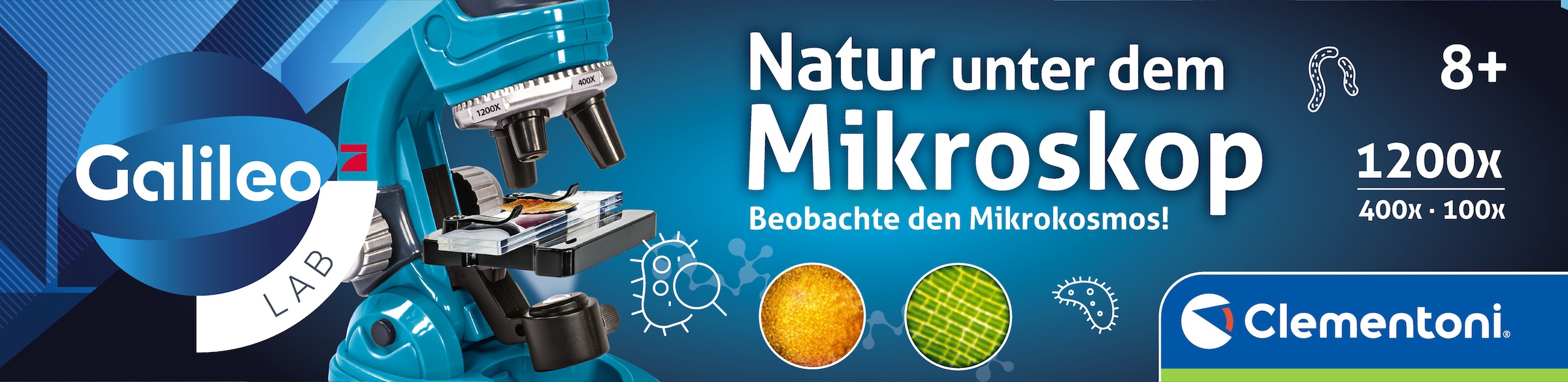 Clementoni® Experimentierkasten »Galileo Lab, Natur unter dem Mikroskop« mit LED-Licht