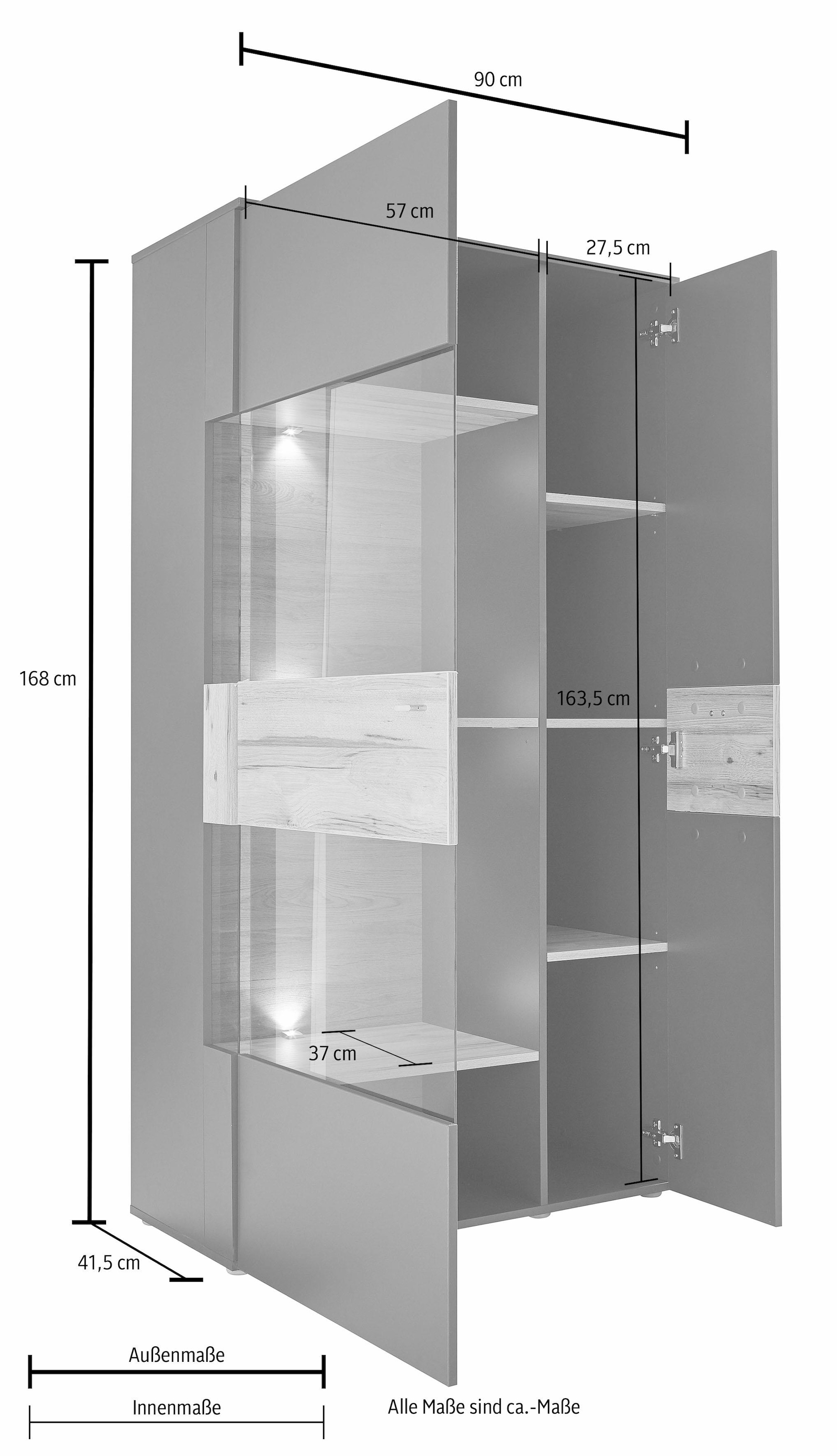 FORTE Vitrine, inkl. bestellen cm, auf 168 Höhe Rechnung Beleuchtung