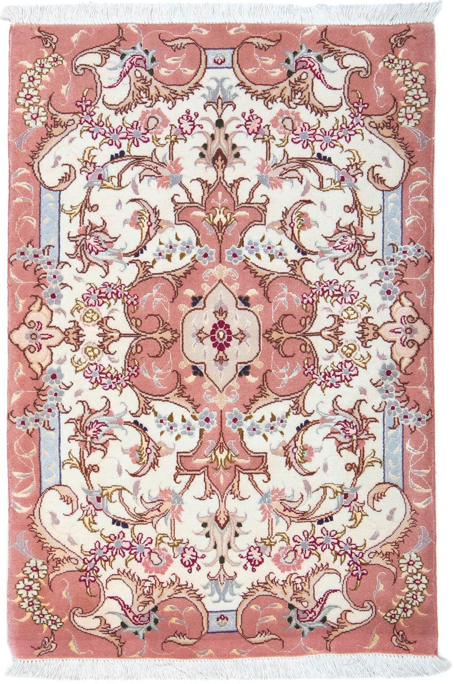 morgenland Wollteppich »Täbriz - 50 Raj Blumenmuster Blu scuro 82 x 58 cm«, günstig online kaufen