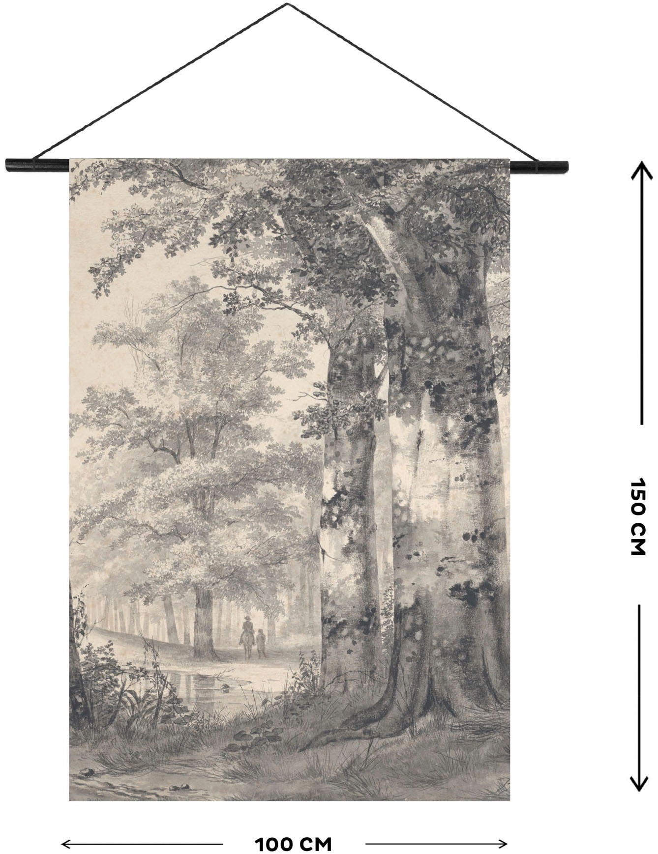 Art for the home Wandbild »Vintage Wald«, Landschaft-Landschaften, (1 St.), Wandteppich XL