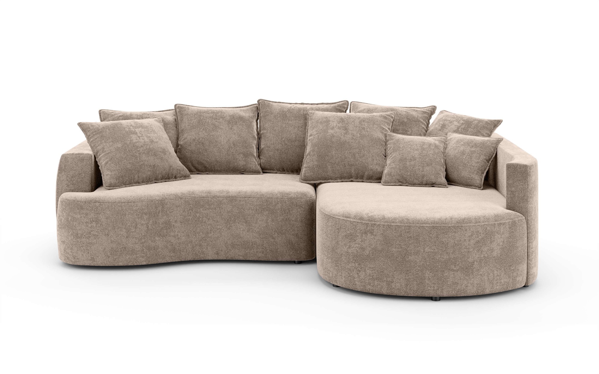 INOSIGN Ecksofa »Kahekili, Schlafsofa mit Bettkasten, Maße B/T/H: 255/181/90/ cm«, L-Form mit Wellenunterfederung, 7 Rückenkissen und 2 Zierkissen