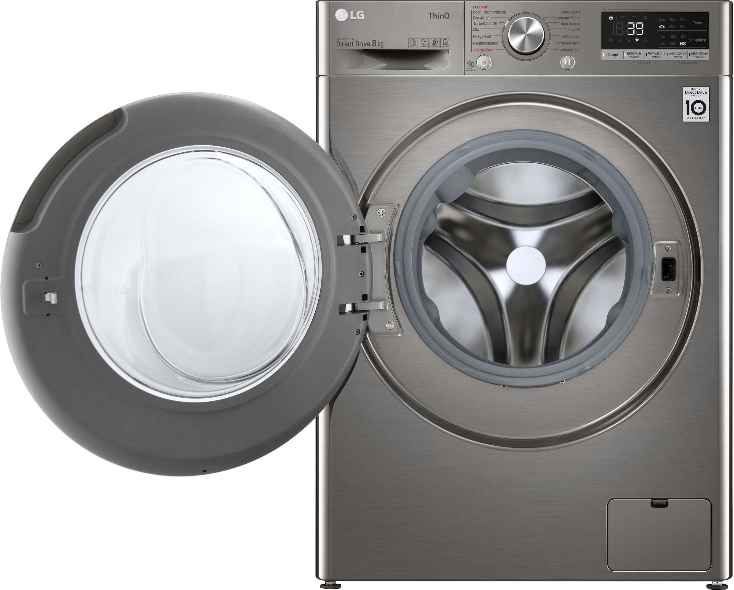 LG Waschmaschine, V708P2PA, 8 kg, 1400 U/min, TurboWash® - Waschen in nur  39 Minuten online bei