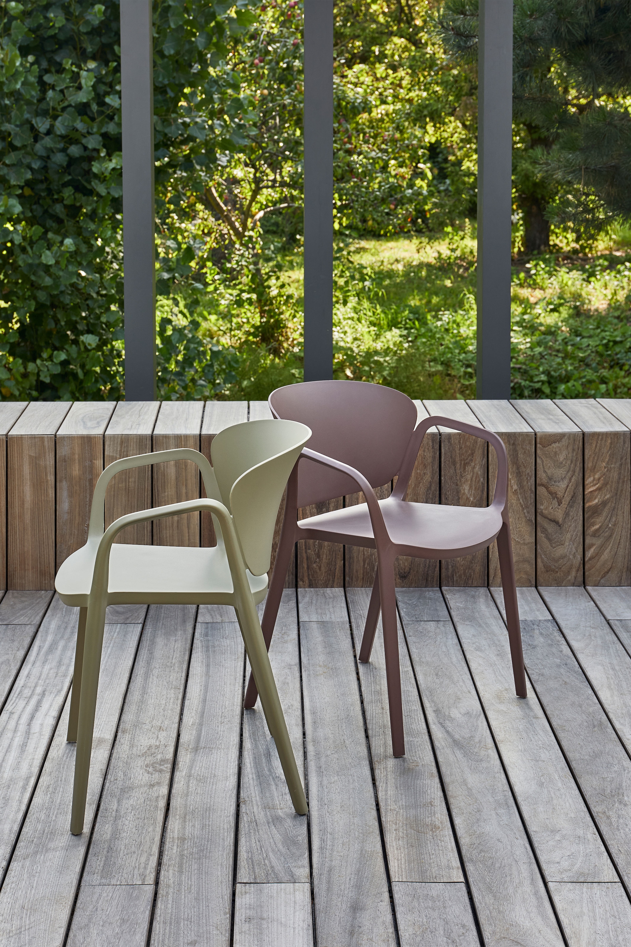 WOOOD Esszimmerstuhl »Bent Polypropylen stapelbar für In- und Outdoor, H 75 x B 57 x T 56 cm« () (Set, 2 St) Tragkraft 150 kg, fertig montiert, wasserabweisendes