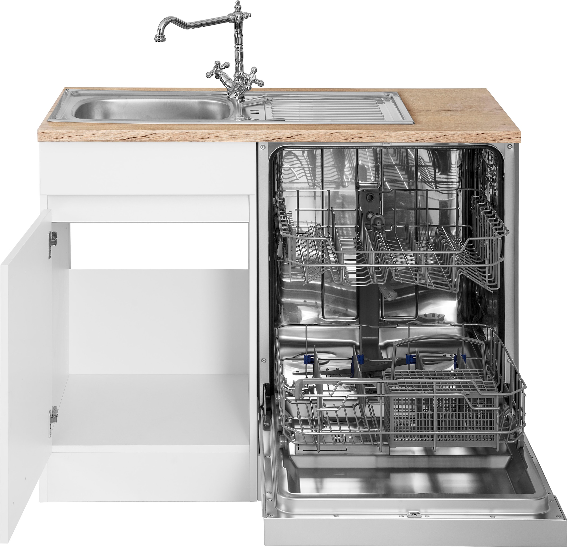 OPTIFIT Winkelküche »Roth« Stellmaße 300x175 cm, wahlweise mit E-Geräten, mit Apothekerschrank