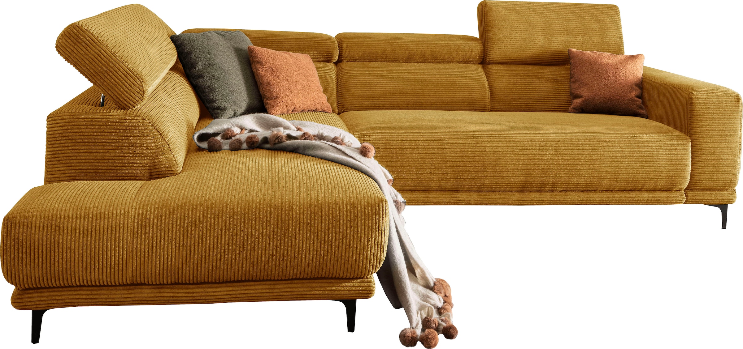 alina Ecksofa »Hikari«, wahlweise mit Sitzvorzug, in modernem Cordstoff, Breite 302 cm