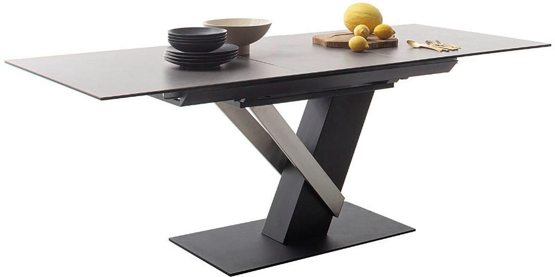MCA furniture Esstisch »MASSARO Tisch mit Säule 160-210 cm«, (Einzelstück), Keramik, Metall, Synchronauszug, ausziehbar, 6-8 Pers.