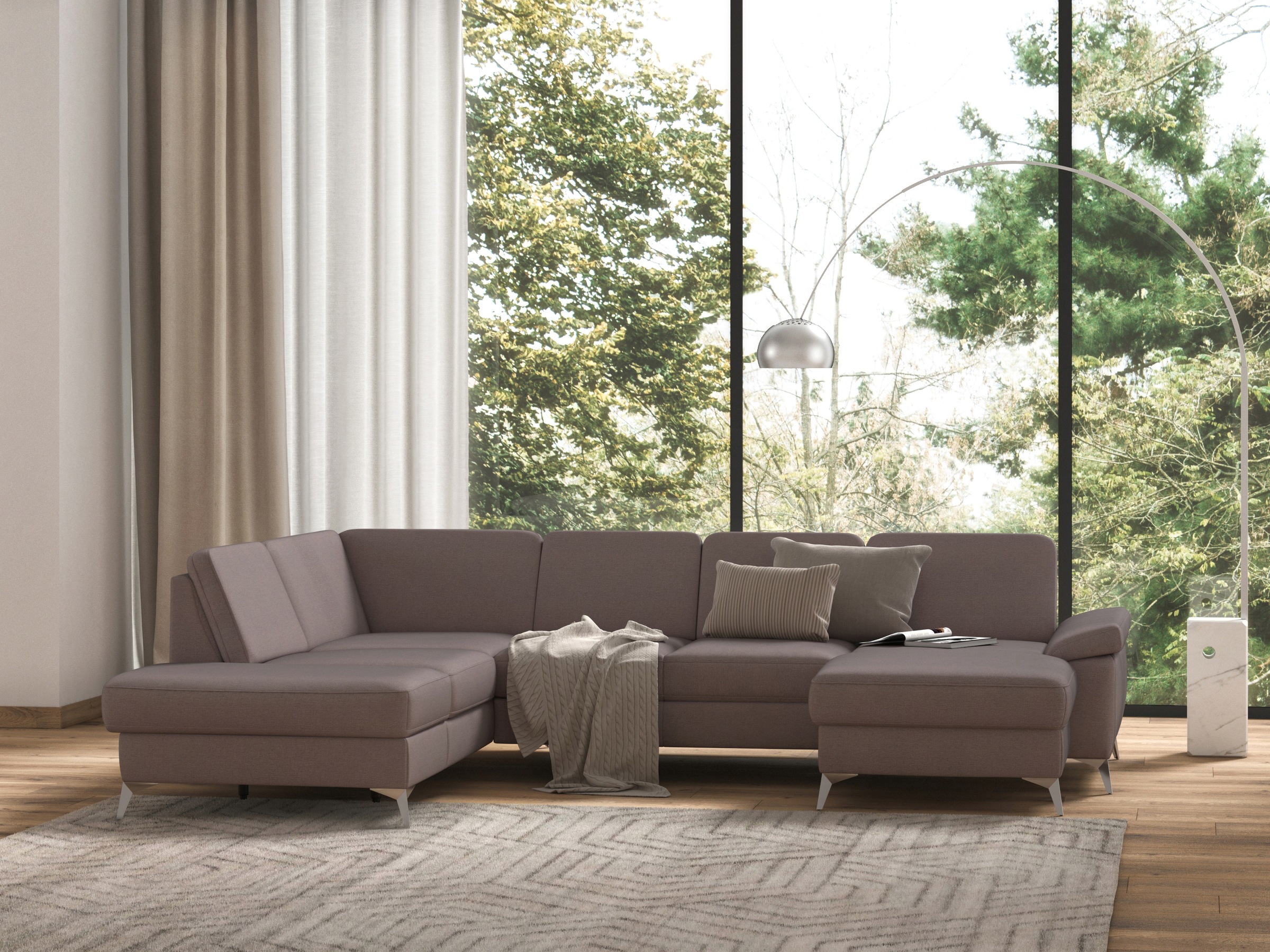sit&more Wohnlandschaft »Padua U-Form«, inklusive Sitztiefenverstellung, Armteilfunktion und Federkern