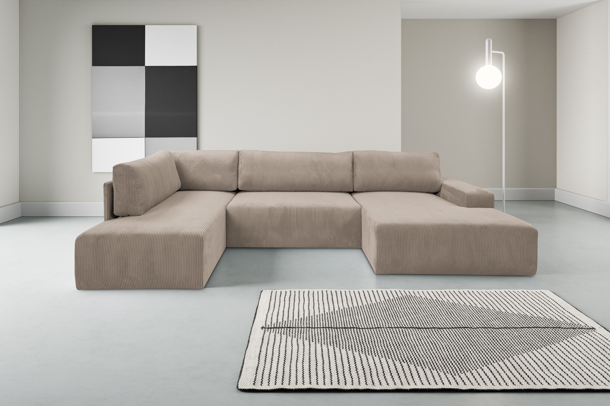 WERK2 Wohnlandschaft »Rotterdam-U, U-Form, in kuschelweichem Cord oder Brei günstig online kaufen