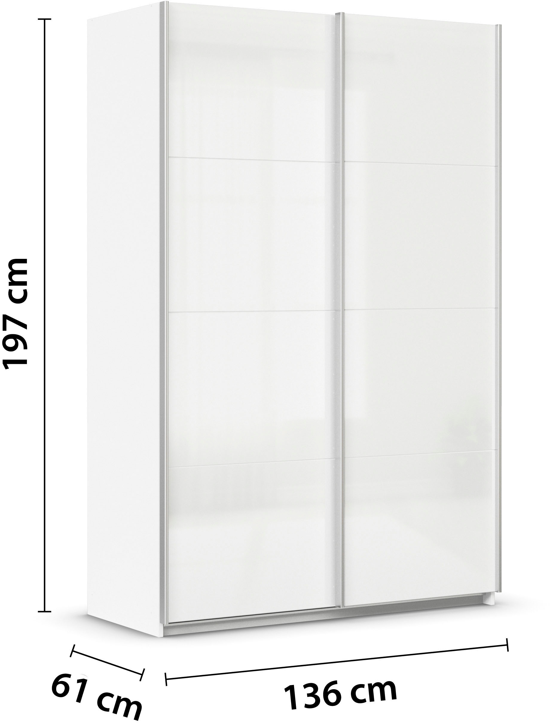 INOSIGN BY RAUCH Schwebetürenschrank »Kleiderschrank Schrank Garderobe Schlafzimmerschrank THANOS«, (in 3 verschiedenen Ausstattungen BASIC/CLASSIC/PREMIUM), Optional mit Spiegel, Metall-Griffleisten alufarben MADE IN GERMANY