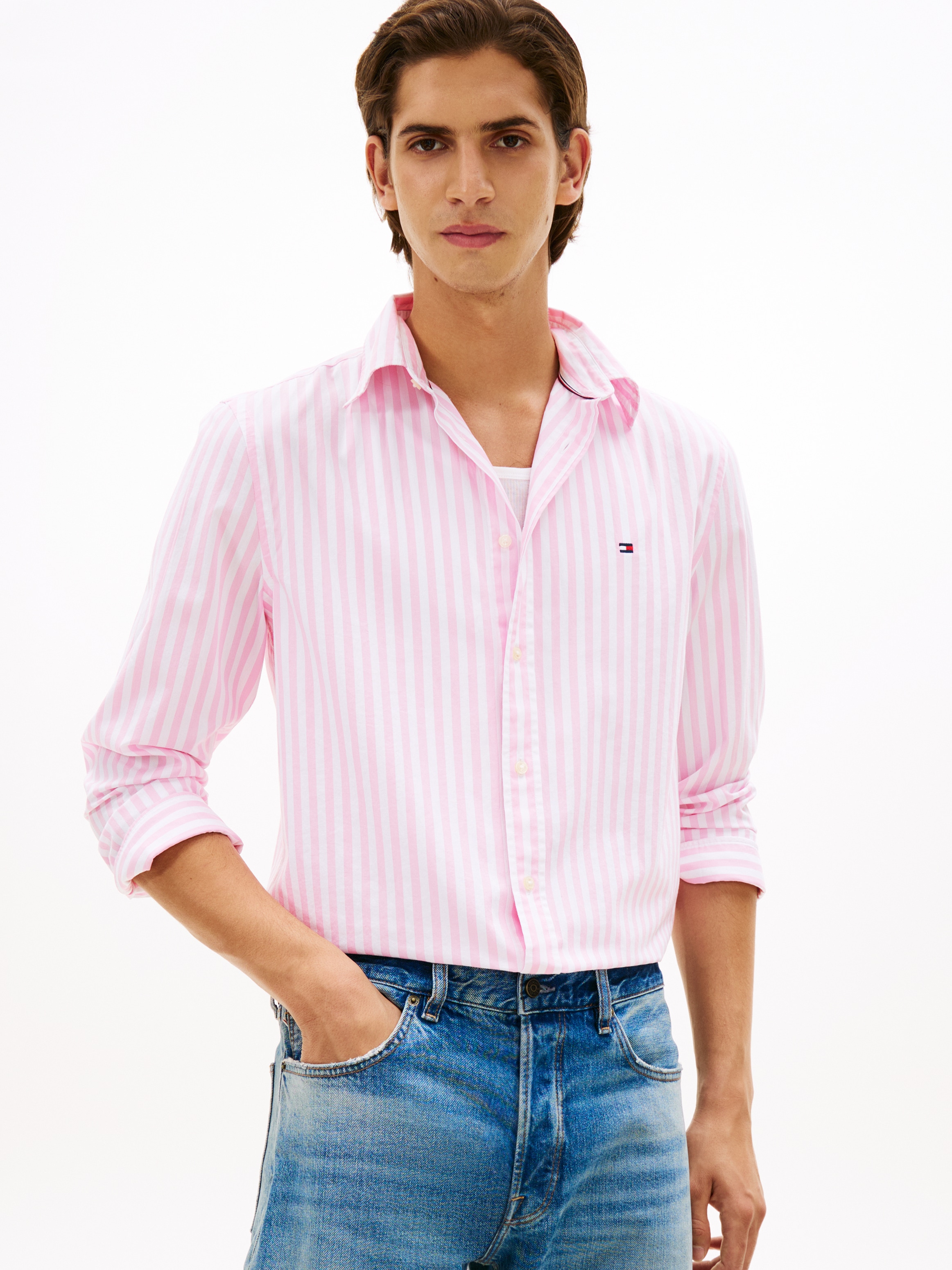 Tommy Hilfiger Langarmhemd »FLEX POPLIN CLASSIC STP Regular Fit« gestreift, Button-Down-Kragen