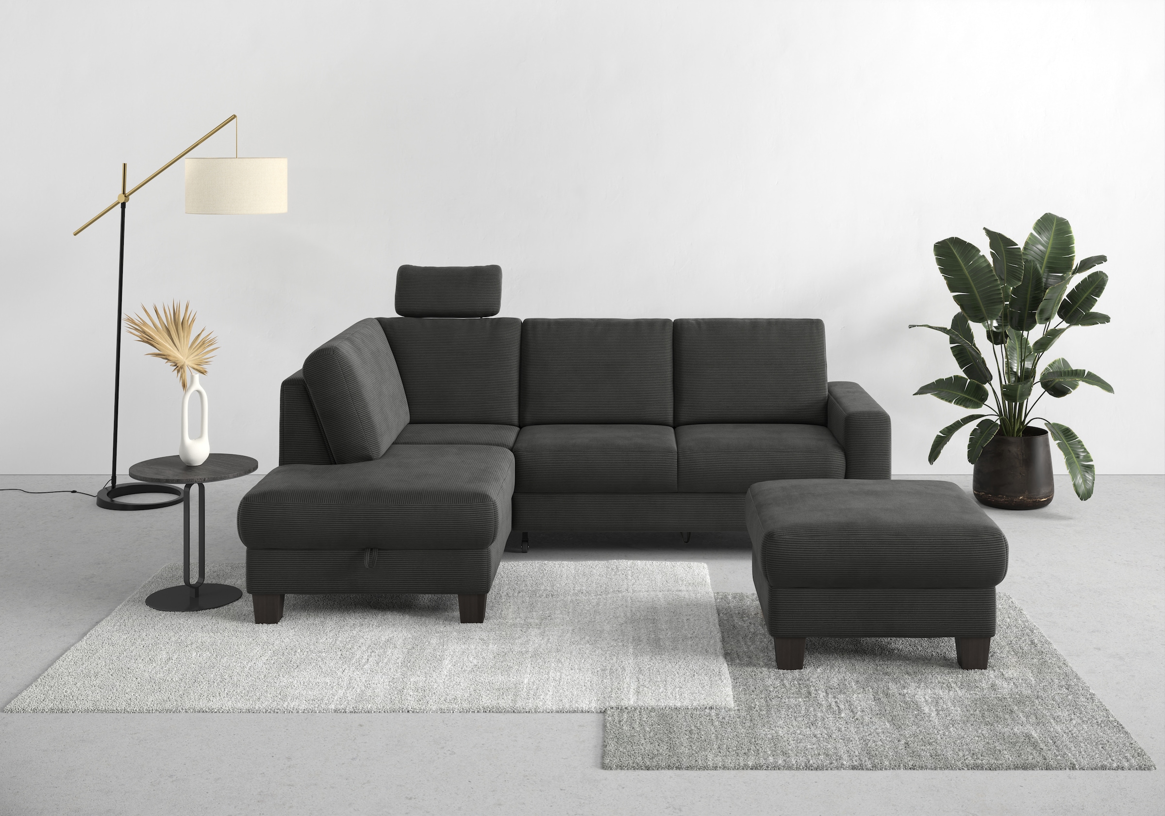 Home affaire Ecksofa »Summer L-Form«, mit Ottomane, mit oder ohne Bettfunktion und Bettkasten, Cord-Bezug