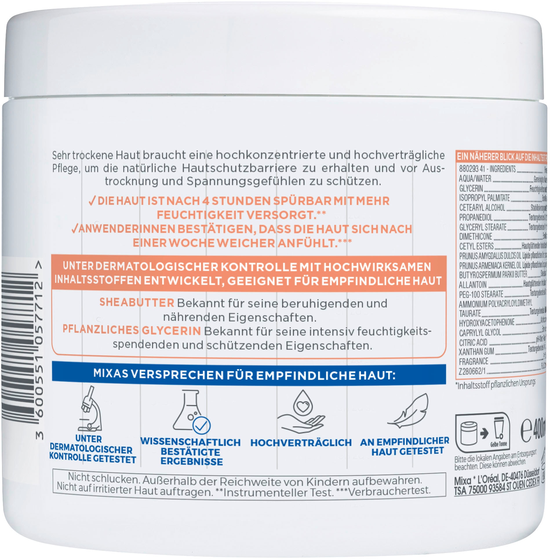 Mixa Körpercreme »Mixa Shea Ultra Soft« mit hoher Wirksamkeit