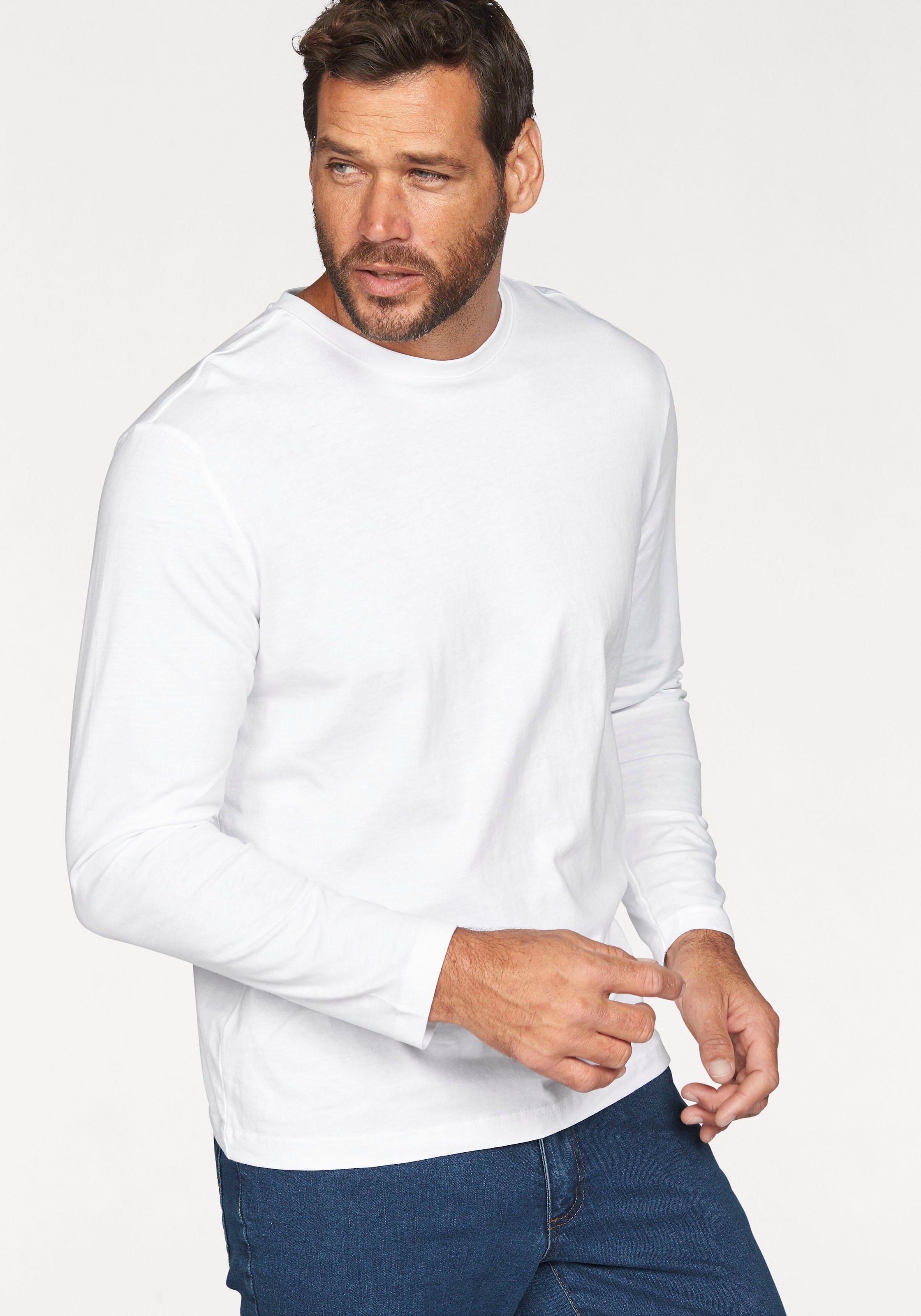 Man's World Langarmshirt »neue Farbe !«, (3er-Pack), Langarm, unifarben, aus Baumwolle, im 3er-Pack