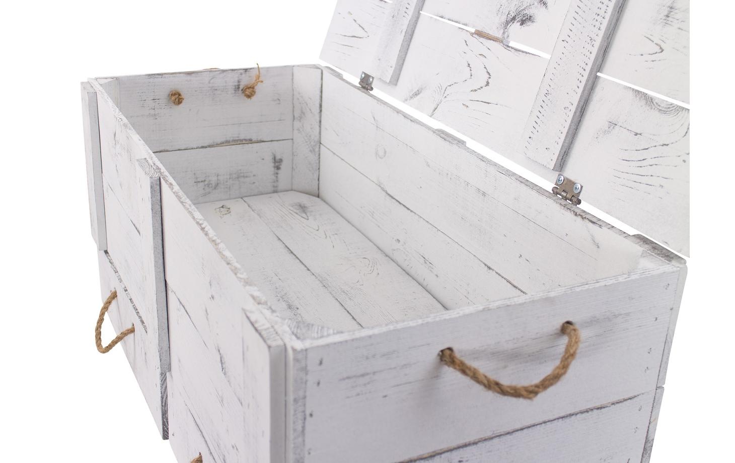 Holz Zollhaus Holzkiste »Vintage Shabby Weiss, 85 x 40 cm« Herkunftsland Ukraine, Holzart Kiefer