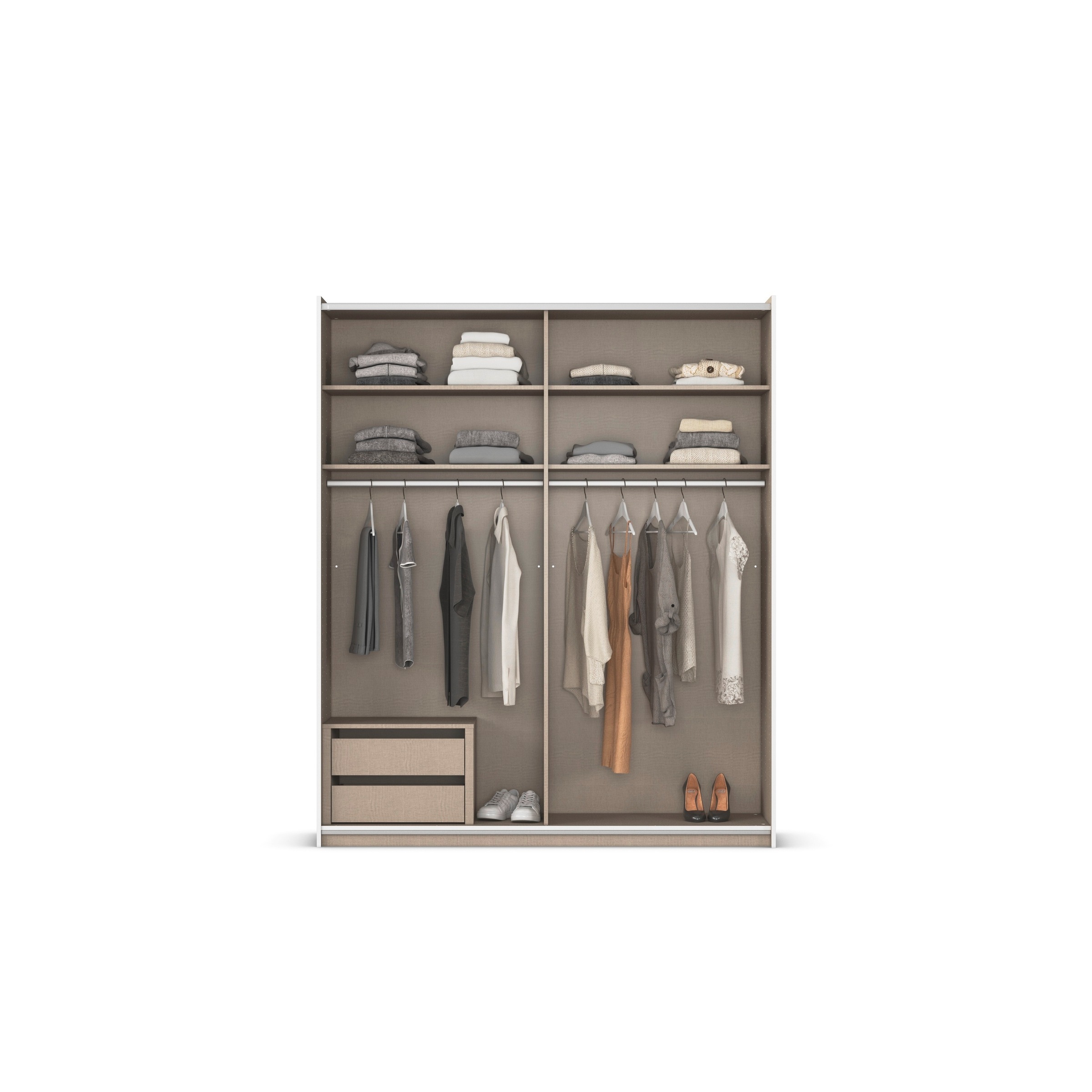rauch Schwebetürenschrank »Kleiderschrank Schrank Garderobe Schlafzimmerschrank OXFORD«, (in 3 verschiedenen Ausstattungen BASIC/CLASSIC/PREMIUM), mit Griffleisten aus Metall, auch für kleinere Räume MADE IN GERMANY