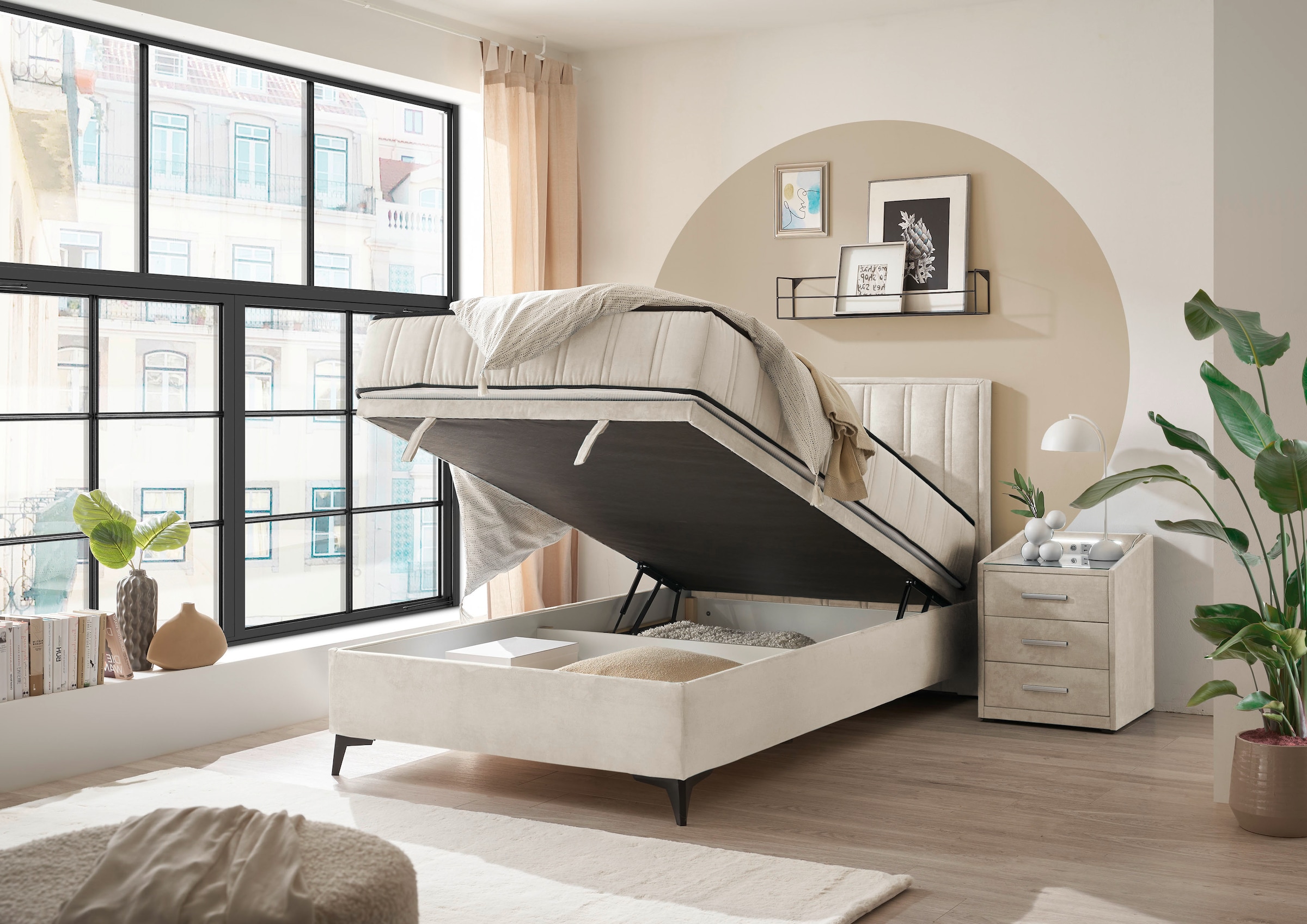 ED EXCITING DESIGN Boxbett »Monroe inkl. Bettkasten, erhältlich in den Breiten 120cm & 140cm« Duo-Matratze - feste Seite mit Kokosmatte