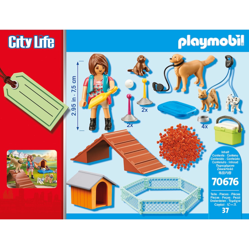 Playmobil® Konstruktions-Spielset »Geschenkset Hundetrainerin (70676), City Life«, (37 St.)