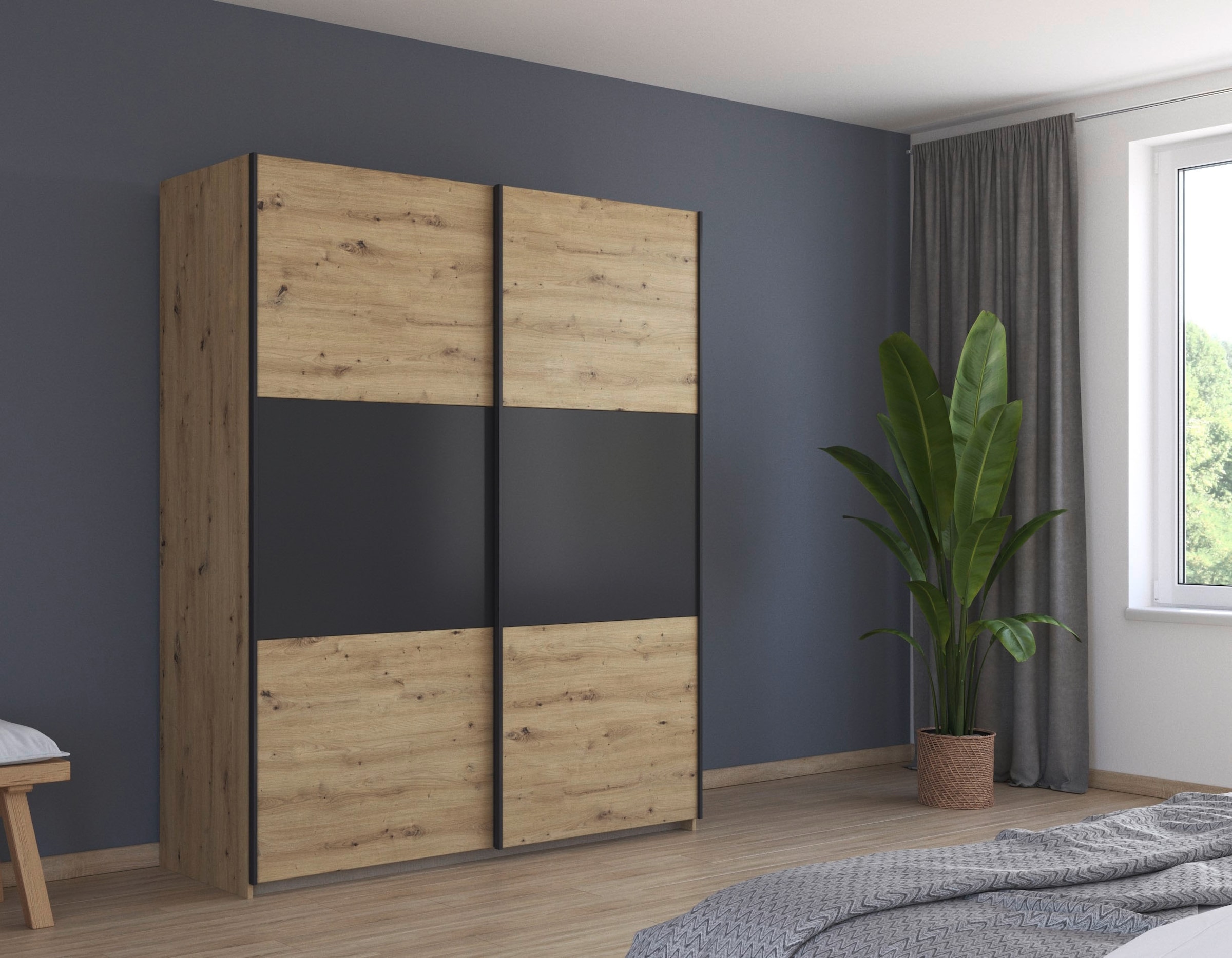 rauch Schwebetürenschrank »Kleiderschrank Schrank Garderobe Garderobenschrank Wäscheschrank NEO«, (in 3 verschiedenen Ausstattungen BASIC/CLASSIC/PREMIUM), mit großzügigem Stauraum und vielfältigen Farbkombinationen