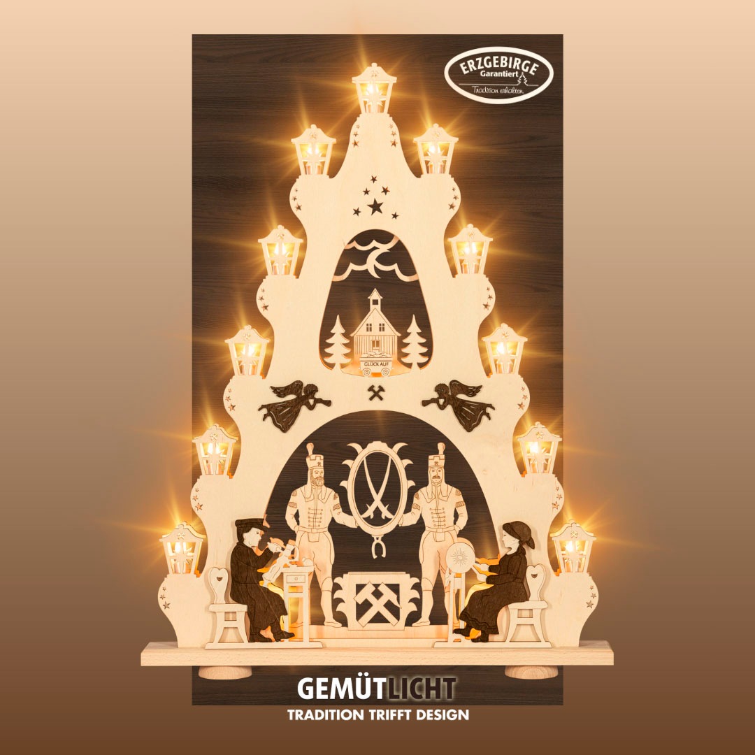 Weigla LED Schwibbogen »Erzgebirge, große Lichterspitze, Bergmann NATUR-BRA günstig online kaufen