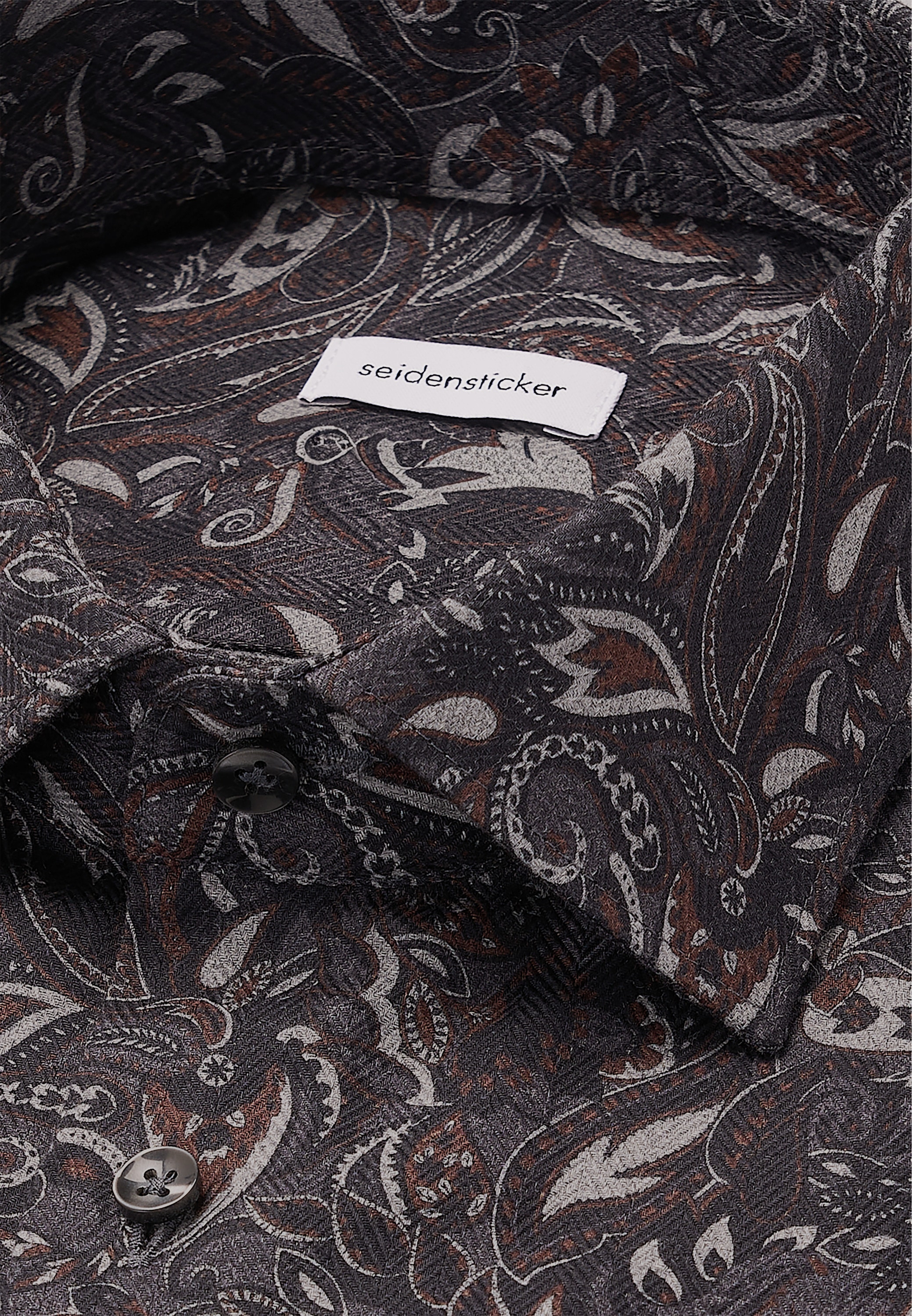 seidensticker Flanellhemd »Schwarze Rose«, Slim 1/1 Kentkragen Geblümt