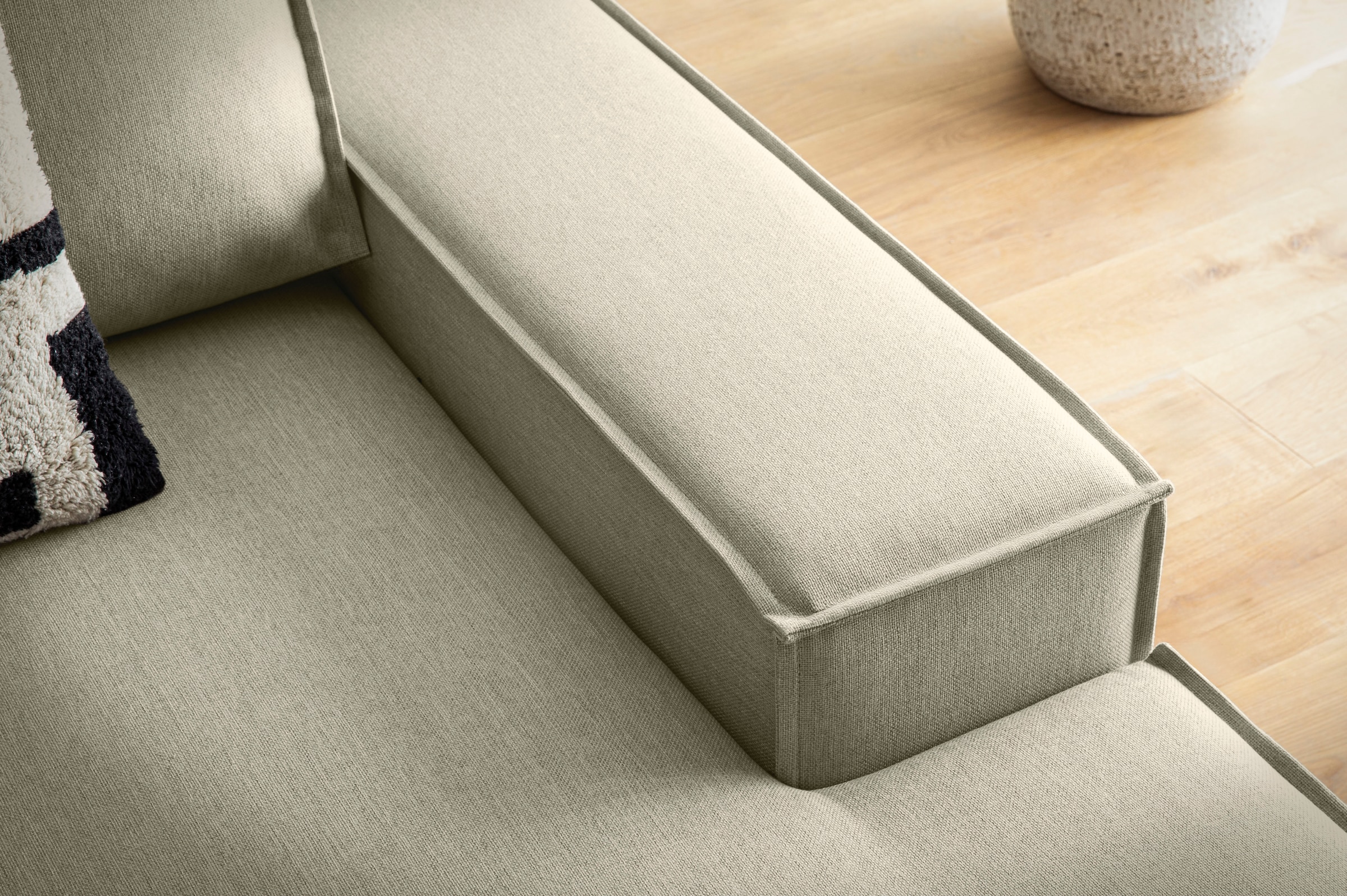 Home affaire Ecksofa »SHERWOOD, Schlafsofa in L-Form offen (275cm), Cord, Leinenoptik«, Schlaffunktion und Bettkasten, Kedernaht, hoher Sitz- & Liegekomfort