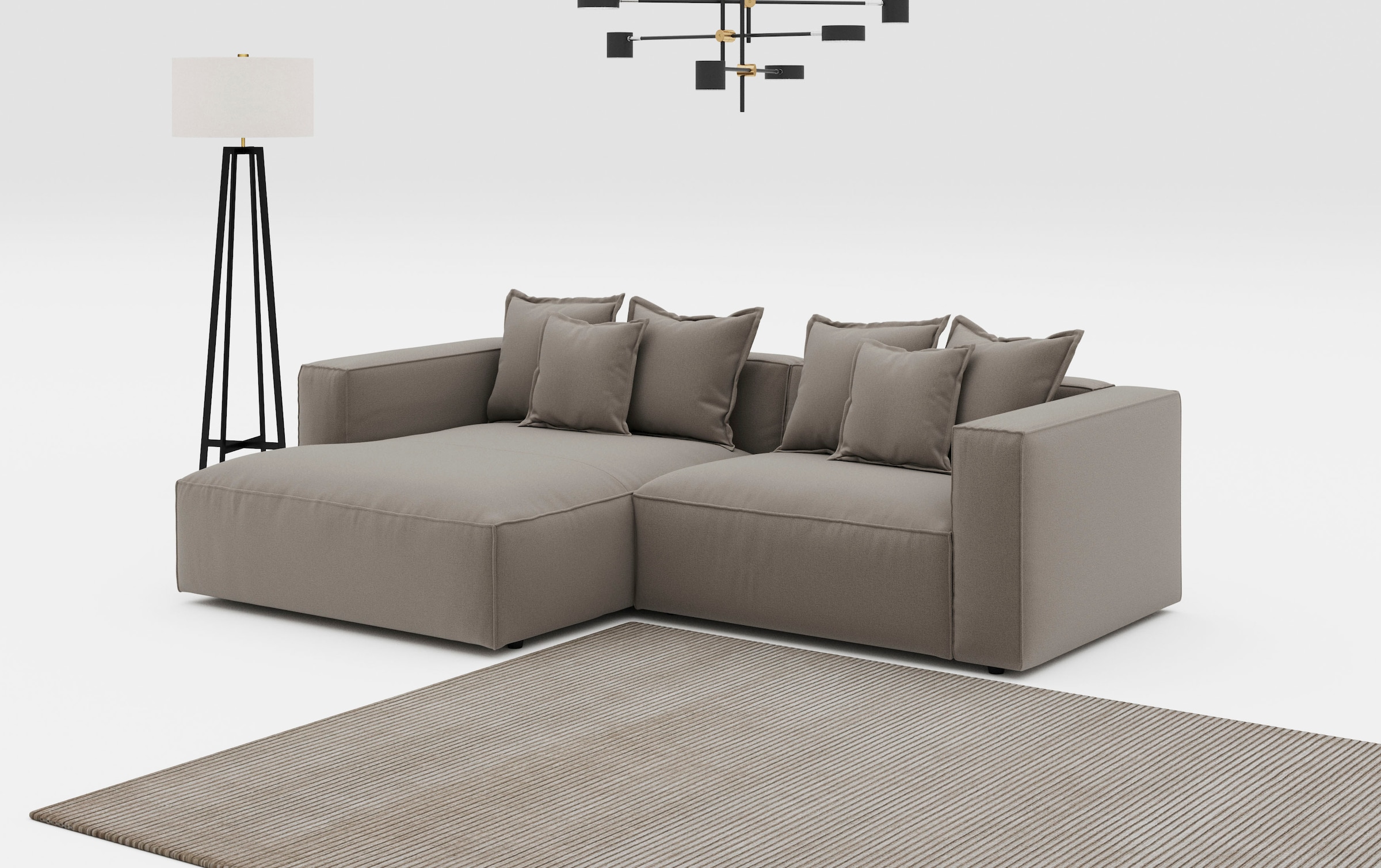 INOSIGN Ecksofa »Cowboy L-Form«, mit 6 Kissen, kubisches Sofa günstig online kaufen