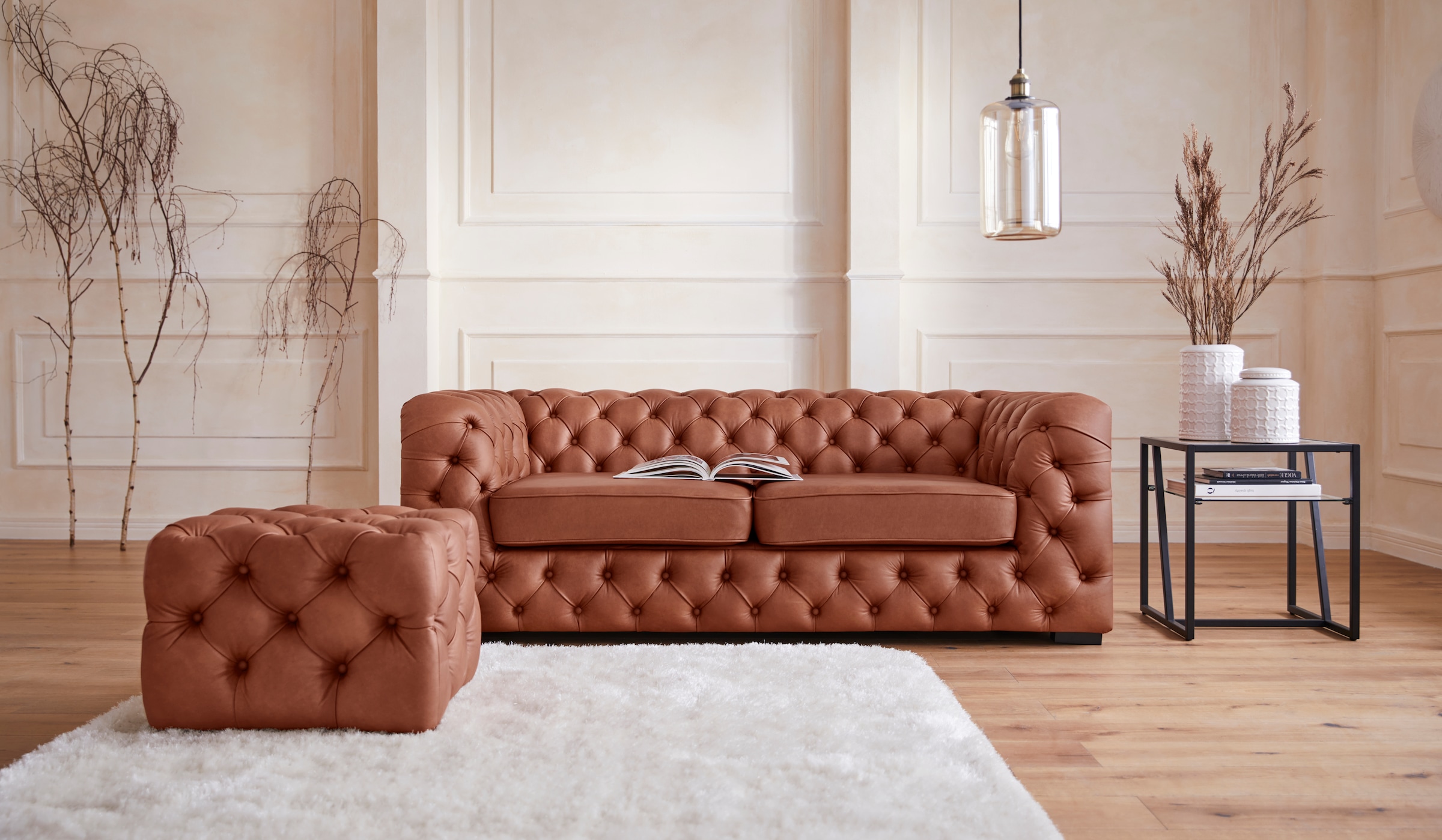 Home affaire Chesterfield-Sofa "Kalina", mit klassischer Chesterfield-Knopf günstig online kaufen