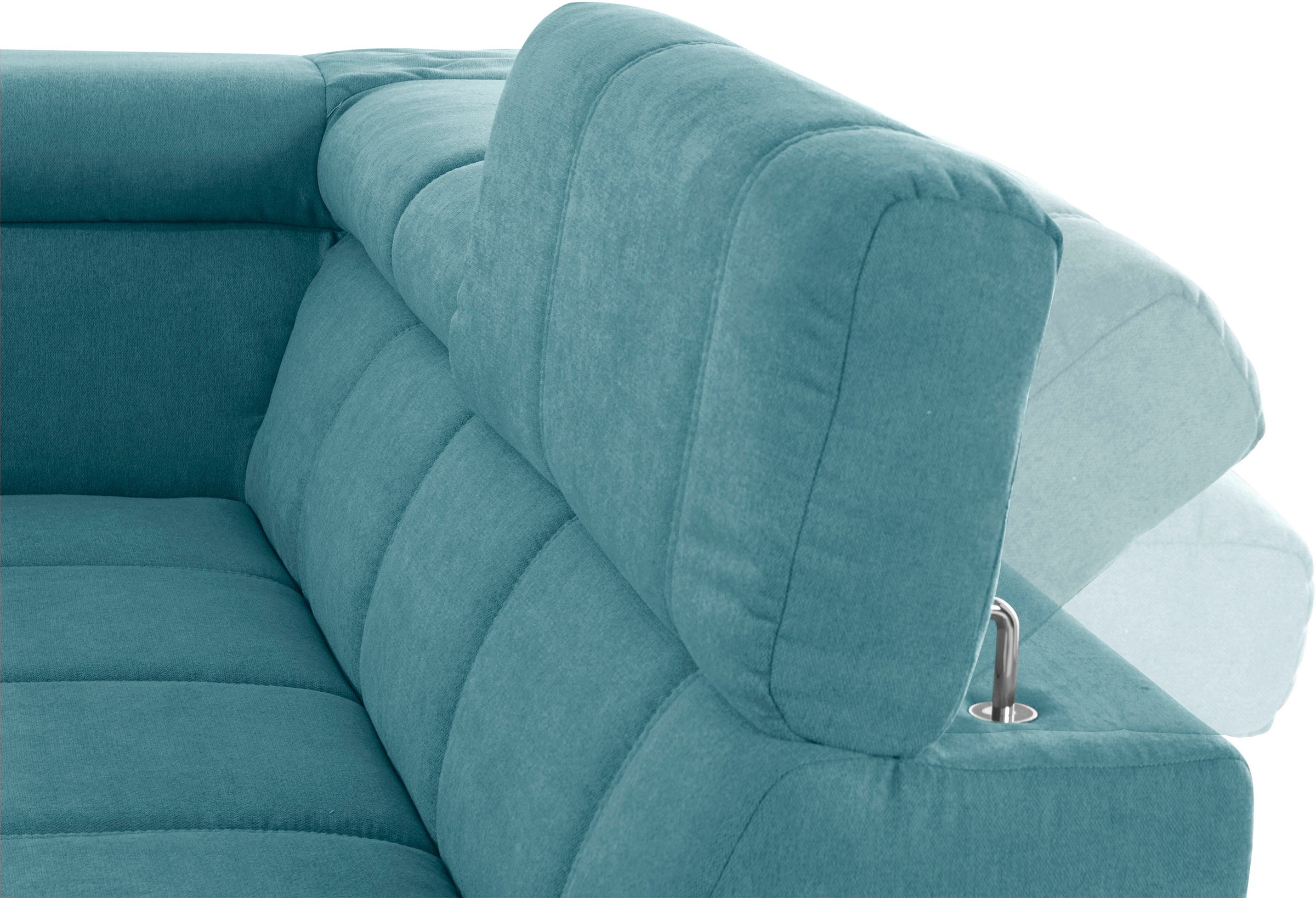 DOMO collection Ecksofa »Brandon L-Form, auch in Leder«, inklusive Kopfteilverstellung, wahlweise mit Sitztiefenverstellung