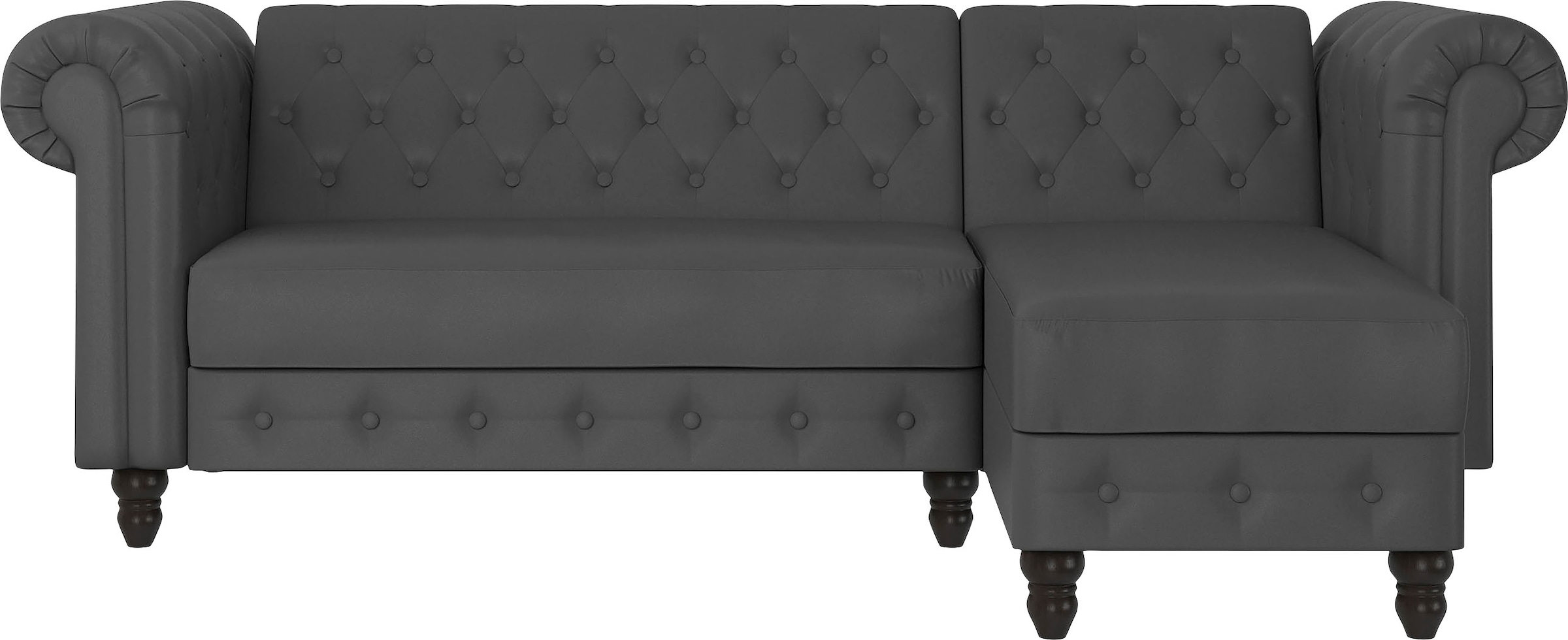 Dorel Home Ecksofa »Felix, L-Form, 241 cm (Liegefl.108x195 cm), Recamiere tauschbar,«, verstellb. Rückenlehne, Bett-Funktion, Velours, Kunstleder, Vintage