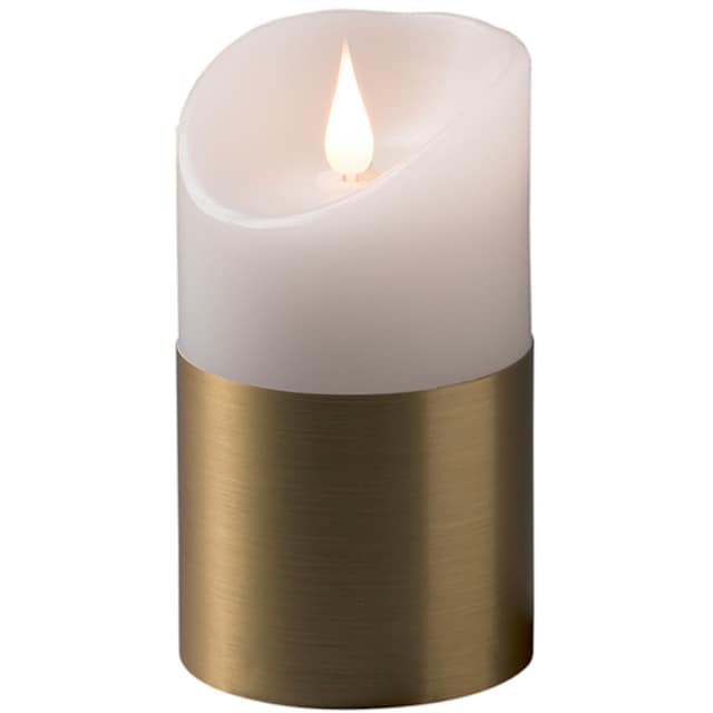 KONSTSMIDE LED-Kerze »Weihnachtsdeko«, LED Echtwachskerze, weiß, mit  messingfarbener Banderole auf Rechnung kaufen