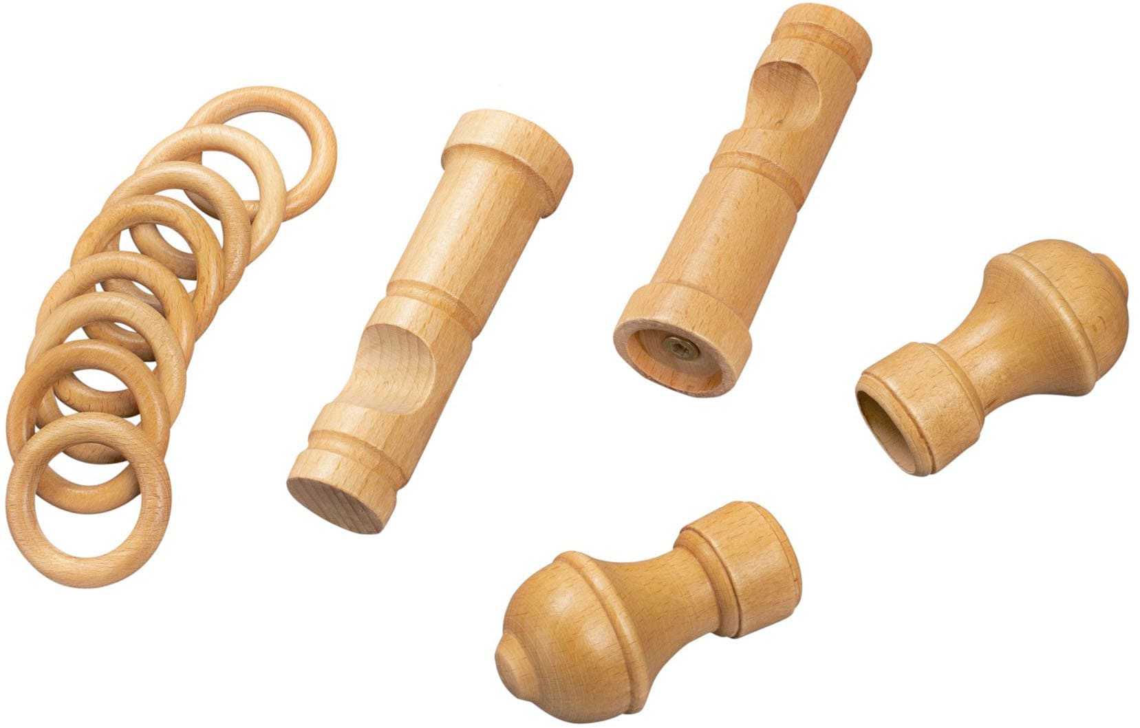 SN DECO GROUP Gardinenstange »Ares«, 1 läufig-läufig, Fixmaß, 28 mm, Holz, verschiedene Längen und Farben, Komplettset