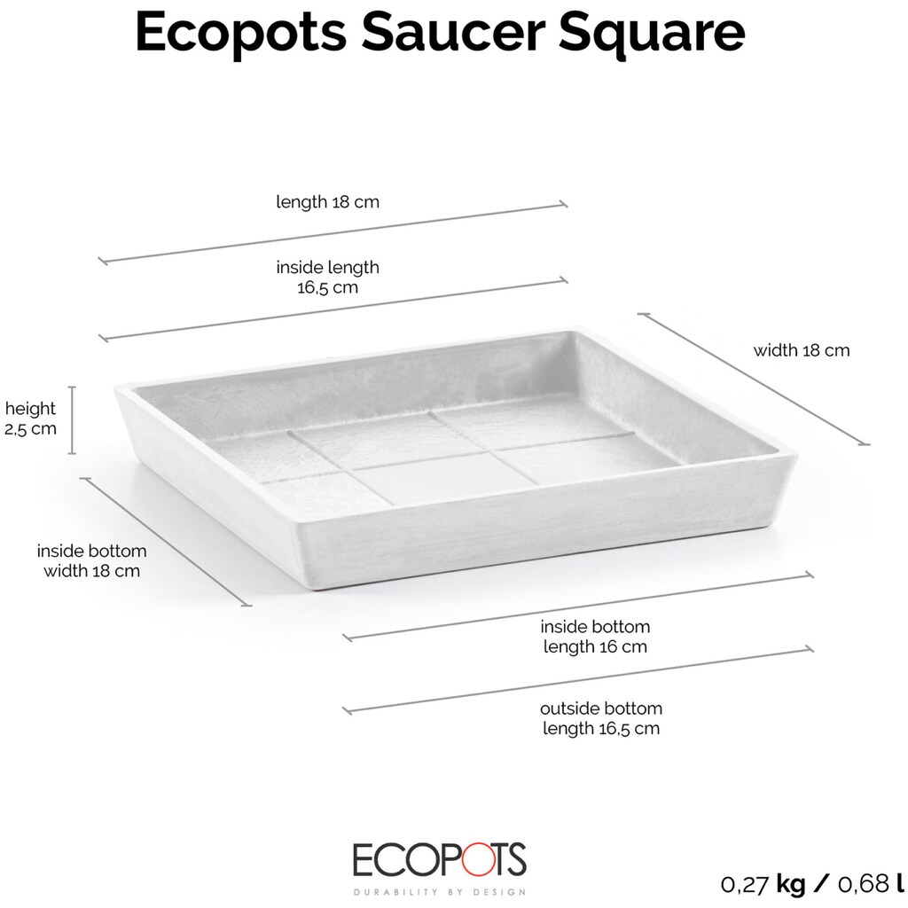 ECOPOTS Topfuntersetzer »Quadratisch 20 Weiß«