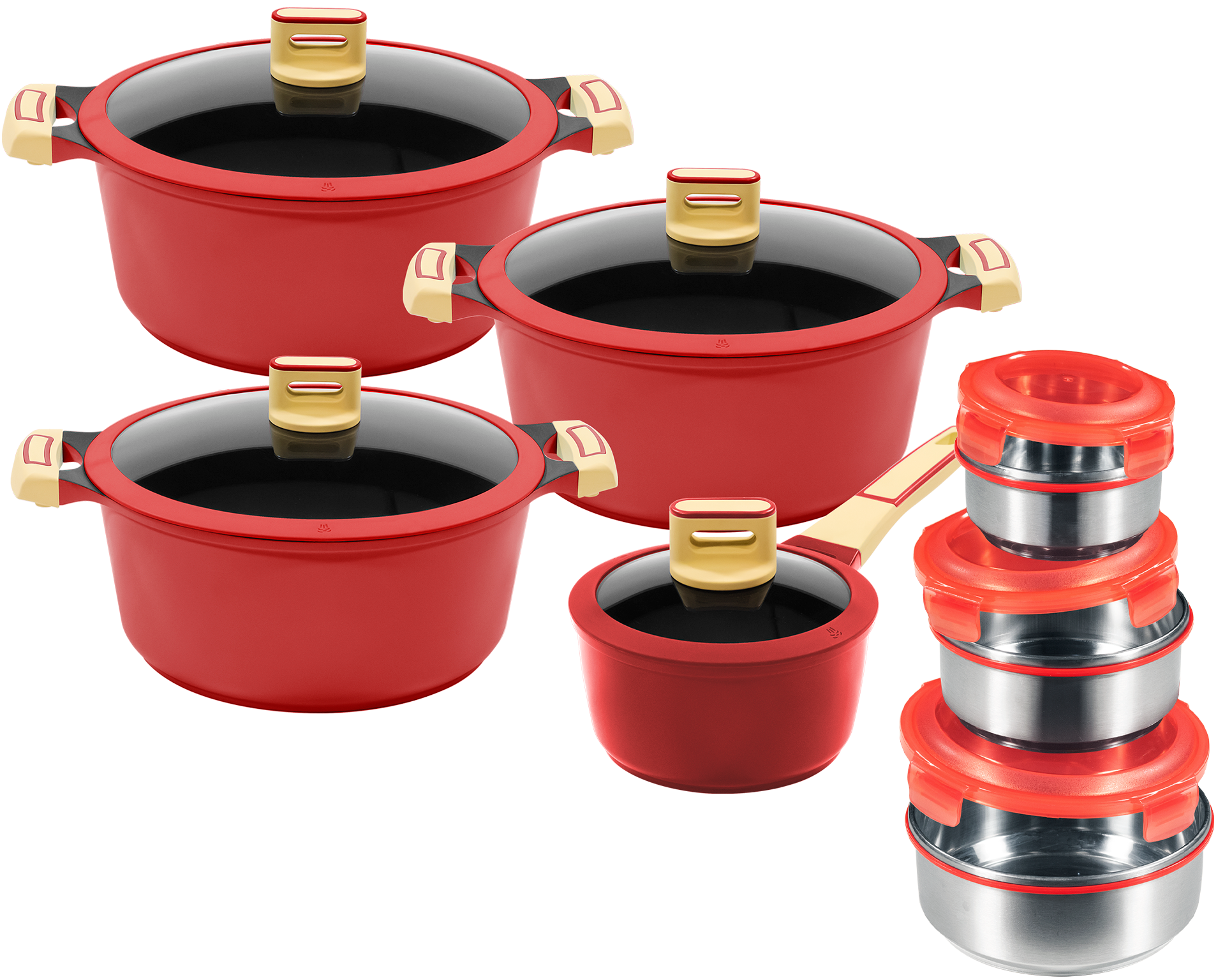 KING Topf-Set »GOURMET«, Aluminiumguss, (Set, 14 tlg., je 1 Kochtopf 18/20/ günstig online kaufen